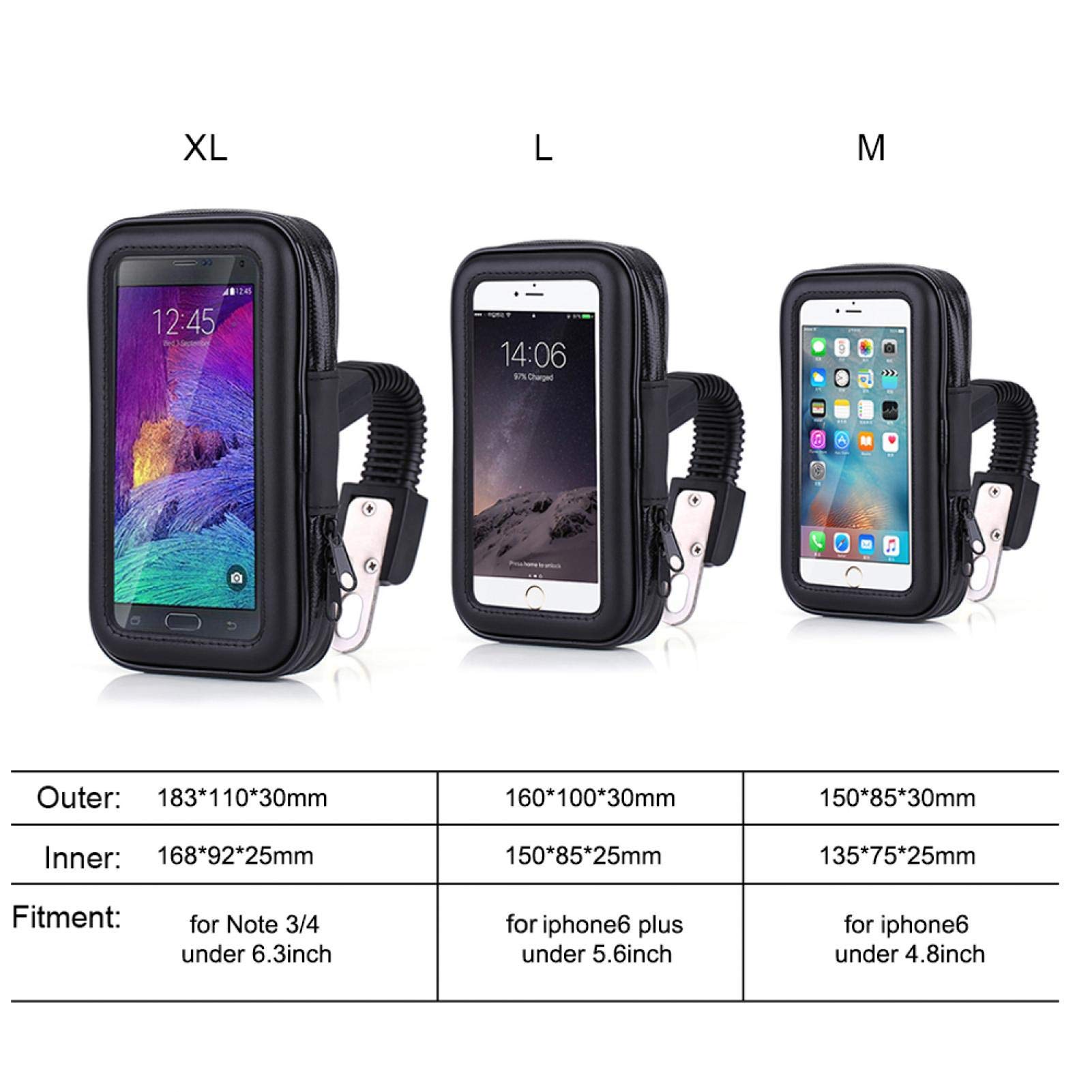 Ymiko Waterproof Motorcycle Phone Mount Holder - Universal Touchscreen Compatible Phone Case Bag with Rearview Mirror Stand for Safe Riding (Perfect for Adventure Tours, Commuting & GPS Navigation)