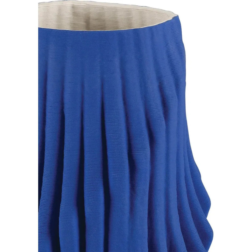 16.74 Inch Blue Porcelain Pleated Vase - Elegant Home Decor for Living Room, Dining Table, and Wedding Centerpieces