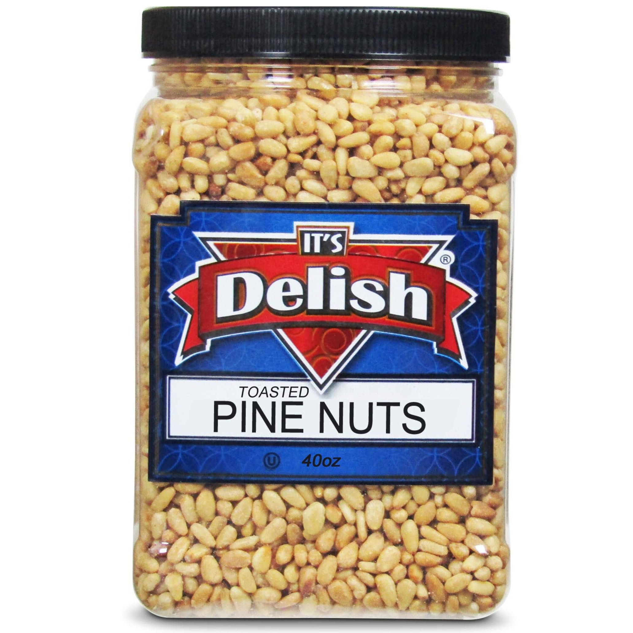 Premium Dry Roasted Pine Nuts by It's Delish - 40oz (2.5 lbs) Jumbo Size - Healthy Keto, Vegan & Kosher Snack - Perfect for Salads, Hummus, Granola, Ice Cream & Baking - Gourmet Pignolia Nuts for Cooking & Meal Prep
