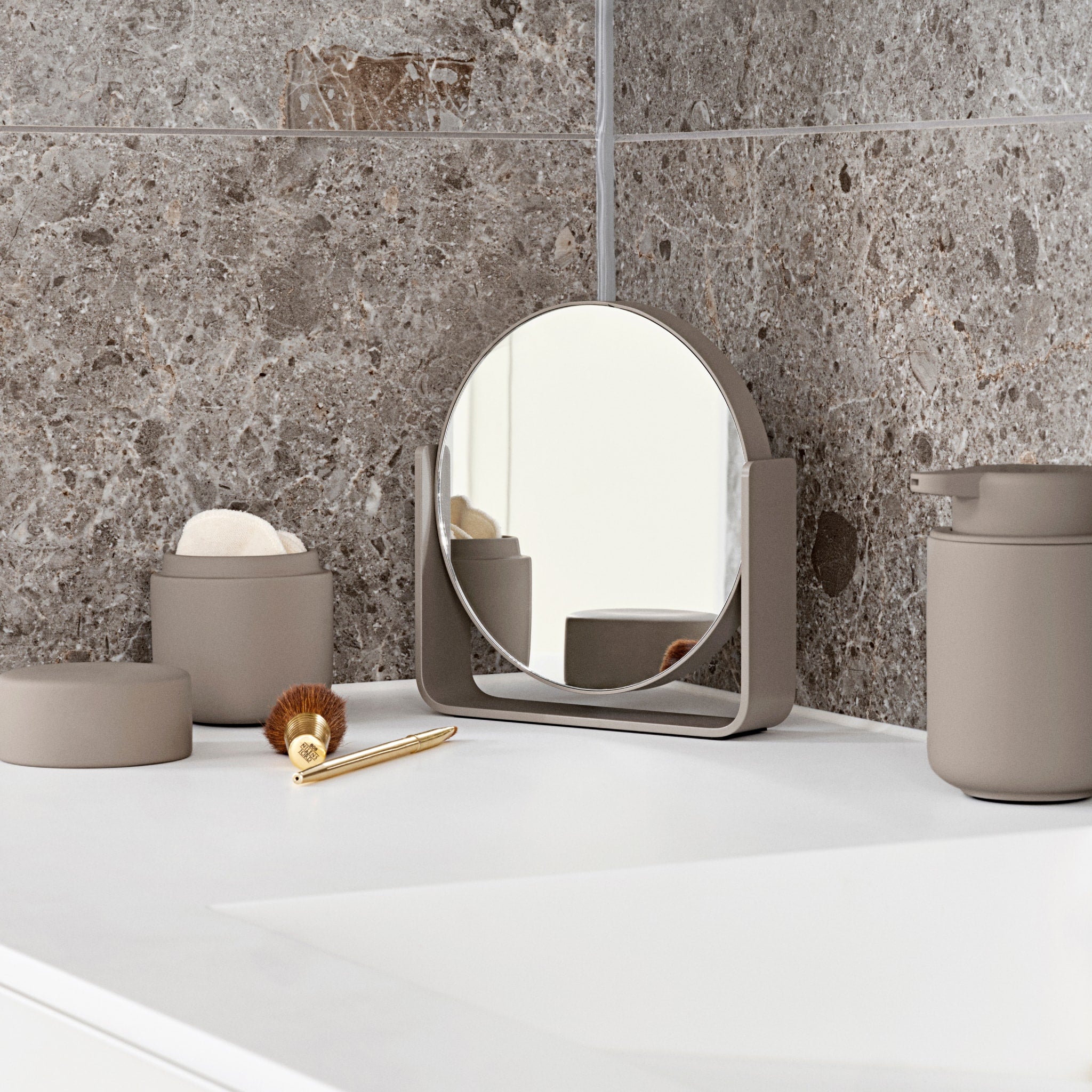 ZONE DENMARK Ume Airtight Container with Lid - 10cm Height, Taupe - Perfect for Kitchen Storage, Pantry Organization & Food Preservation