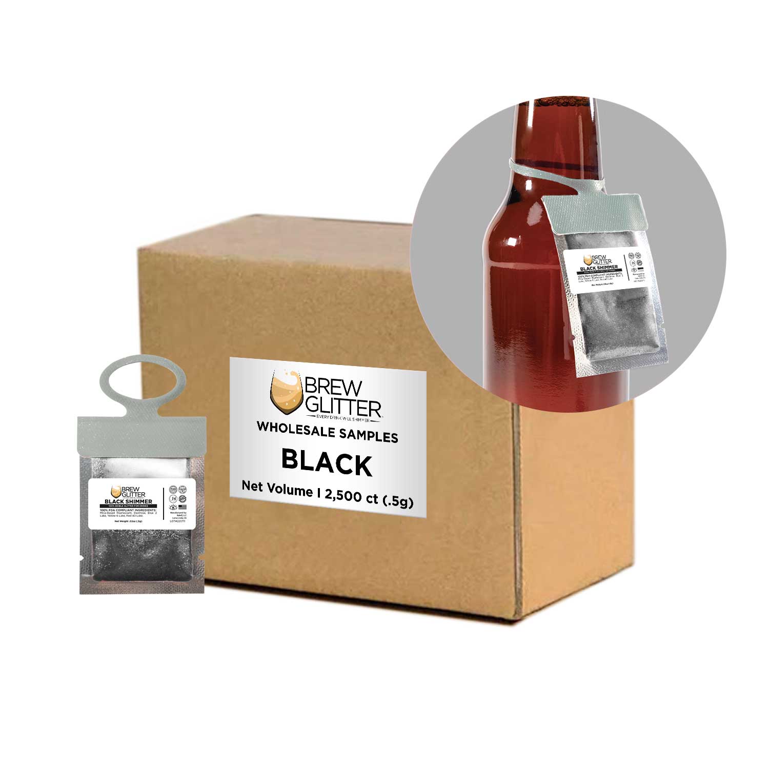 Black Brew Glitter® Necker - Bulk Wholesale Scarf for Women & Men | Perfect for Parties, Festivals, and Fashion Accessories