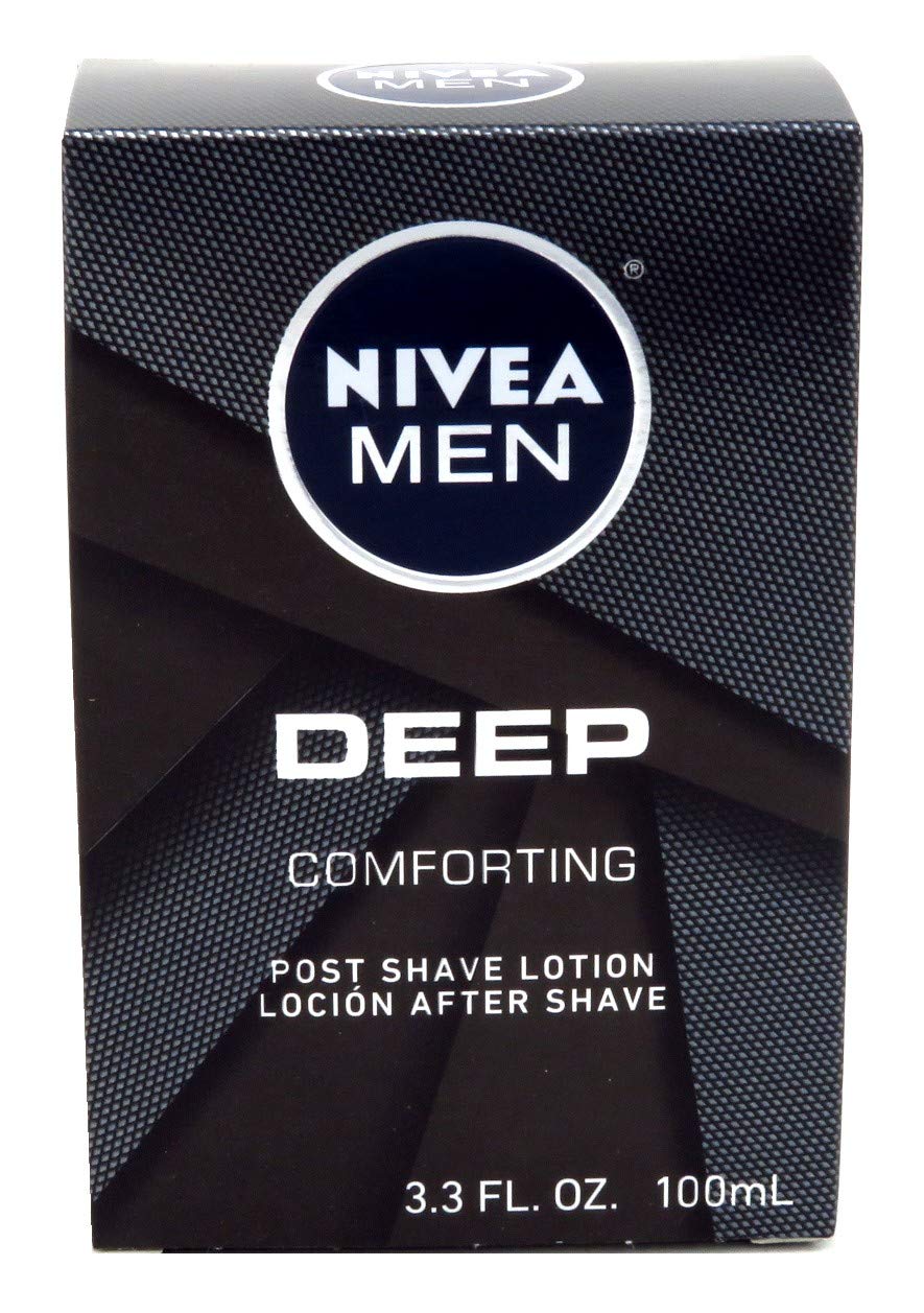 Nivea Men Deep Comforting Post Shave Lotion 3.3oz (100ml) - 3 Pack - Soothing Aftershave Balm for Sensitive Skin - Reduces Irritation & Razor Burn - Perfect for Daily Shaving Routine & Travel