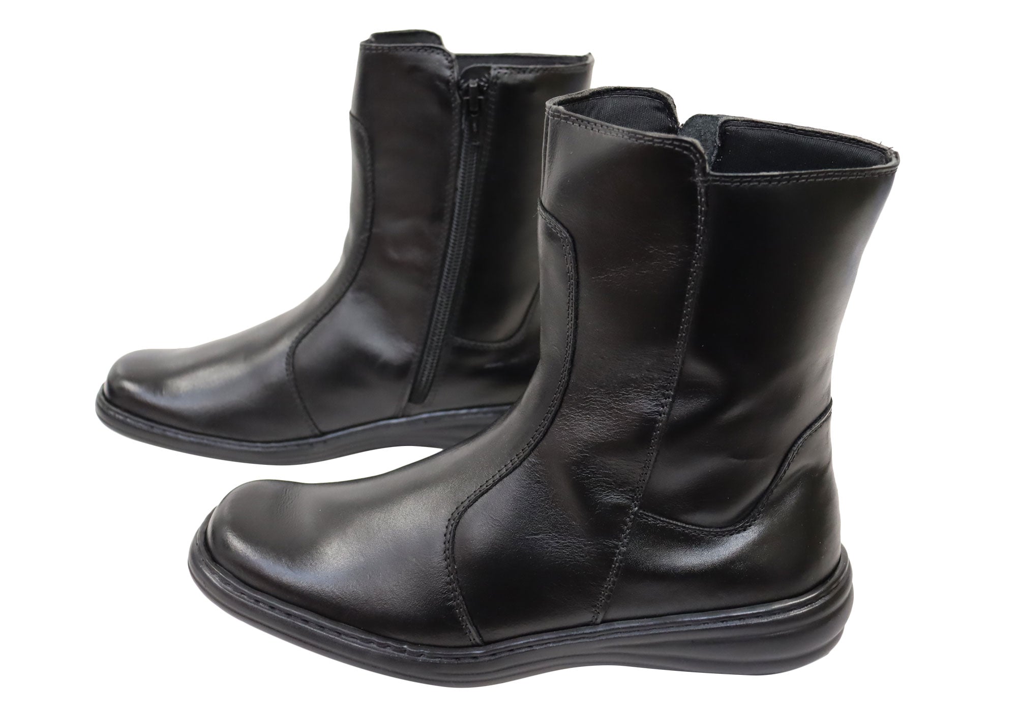 Mironneli Lorrie Women's Comfortable Brazilian Leather Mid Calf Boots - Stylish Ankle Booties for Fall & Winter Fashion | Perfect for Office, Dating & Night Out