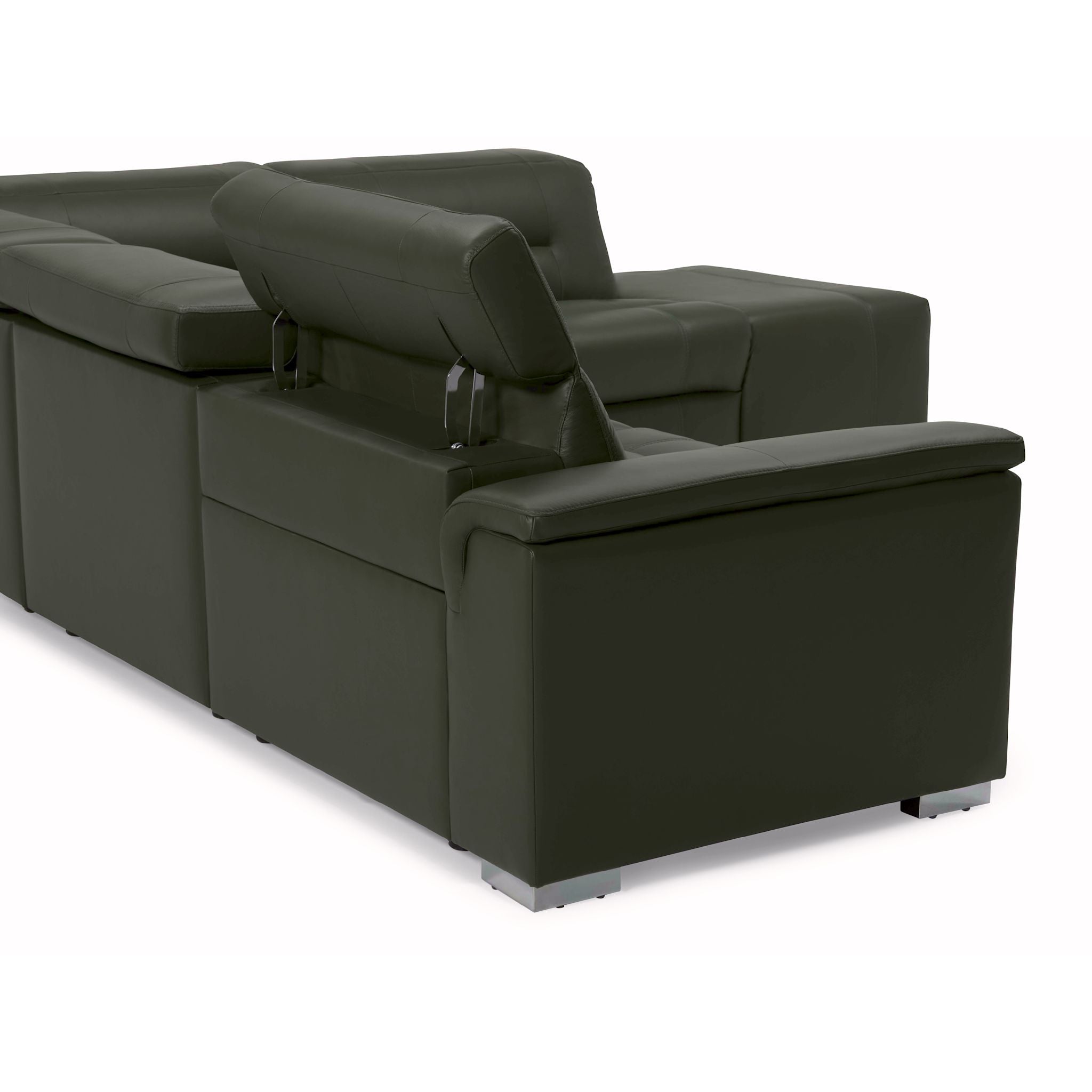 4-Piece Power Reclining Sectional Sofa with USB Ports - Modern L-Shaped Leather Living Room Couch for Home Theater & Family Gatherings