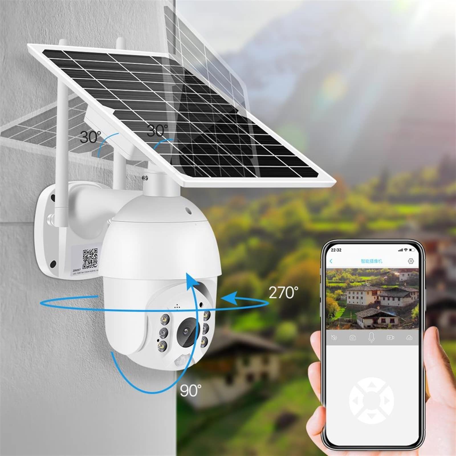 Outdoor Security Camera 1080P HD, Solar Powered PTZ IP Camera with PIR Human Detection, 15000mAh Battery for Long Standby, 2MP Wireless CCTV (No SD Card Included) - Ideal for Home Surveillance, Yard Monitoring, and Business Security