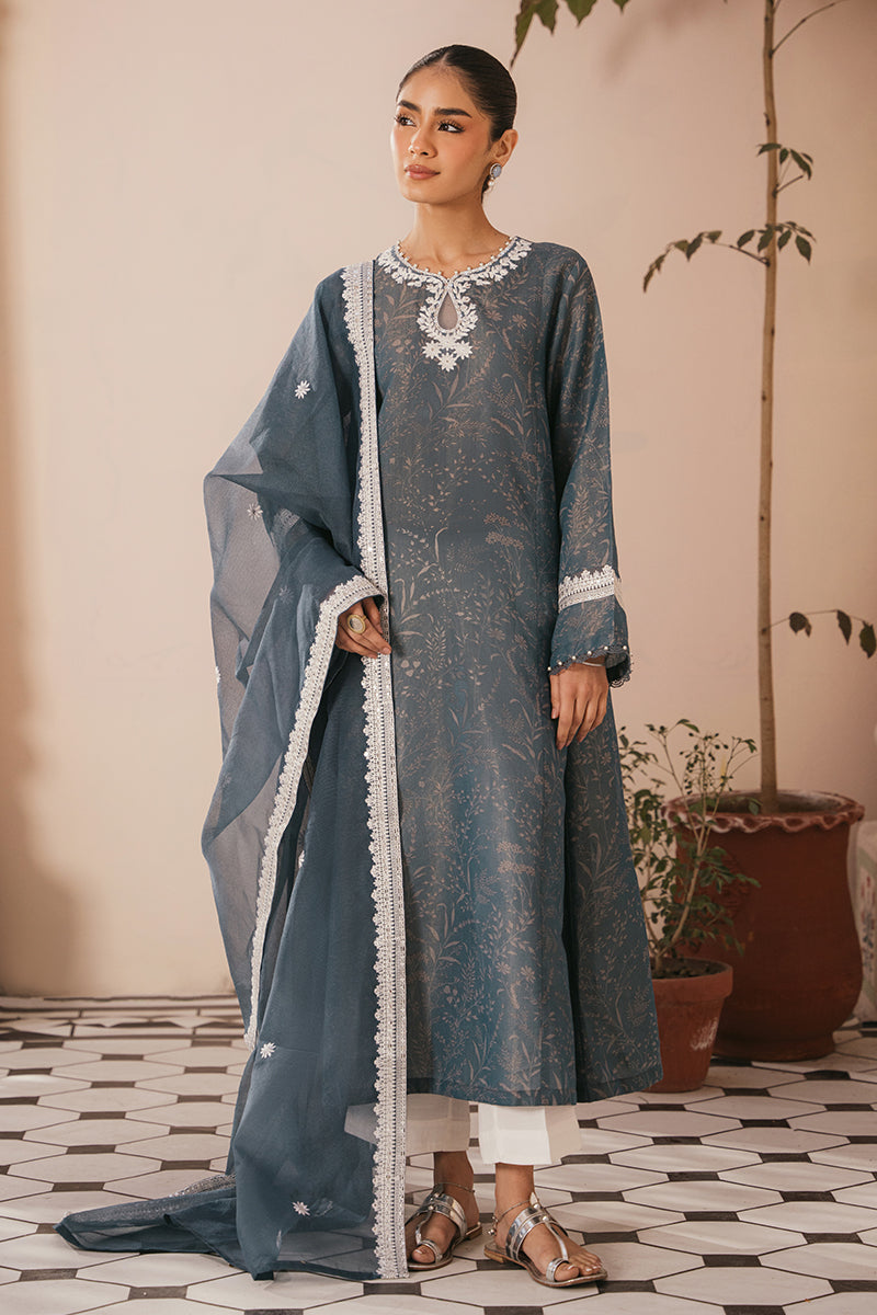 Midnight Sky 2-Piece Set (Shirt & Dupatta) - Elegant Ethnic Outfit for Women, Party Wear, Festive Occasions, and Special Events