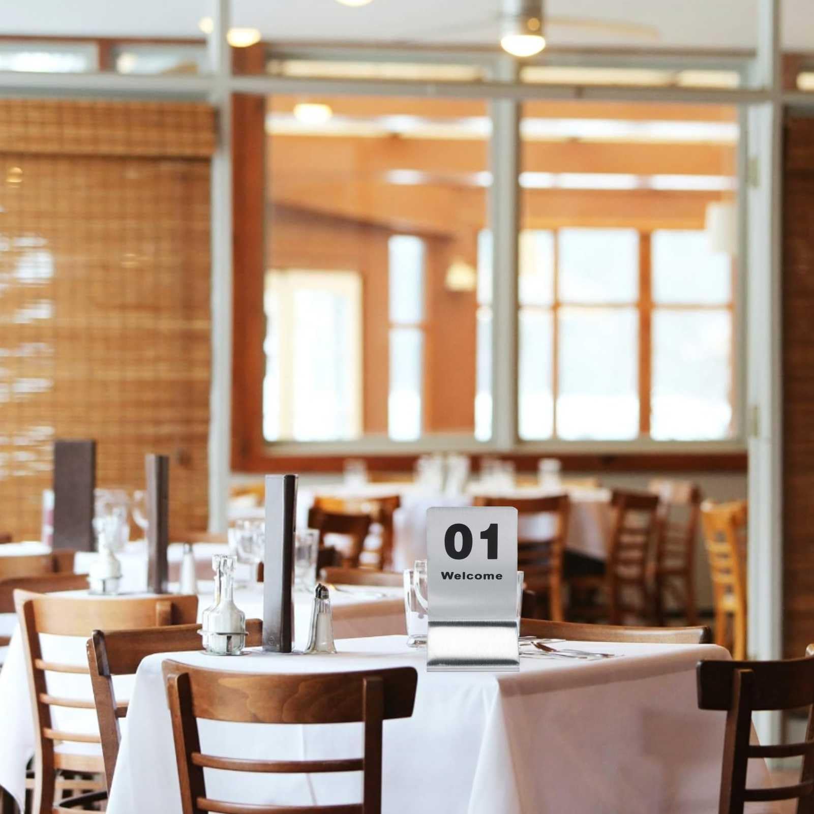 HERCHR Double-Sided Stainless Steel Table Numbers 1-10 | Stackable Metal Number Stands for Restaurants, Cafes, Bars & Weddings | Perfect for Table Marking, Event Seating & Venue Organization