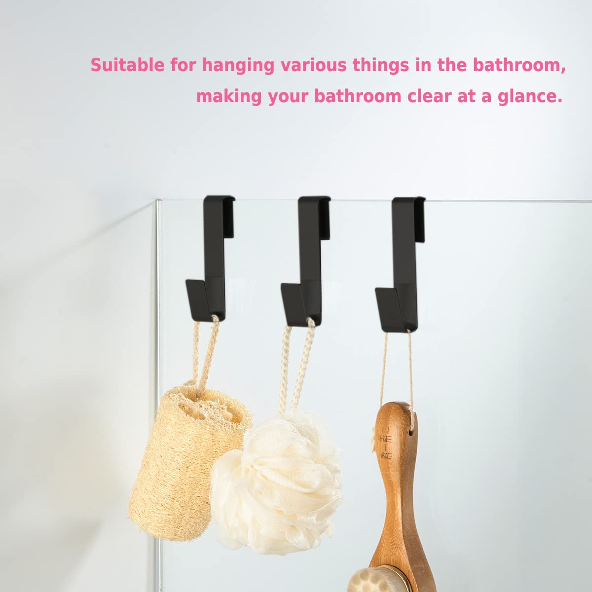 Stainless Steel Towel Hooks 3-Pack for Shower & Bathroom - Matte Black