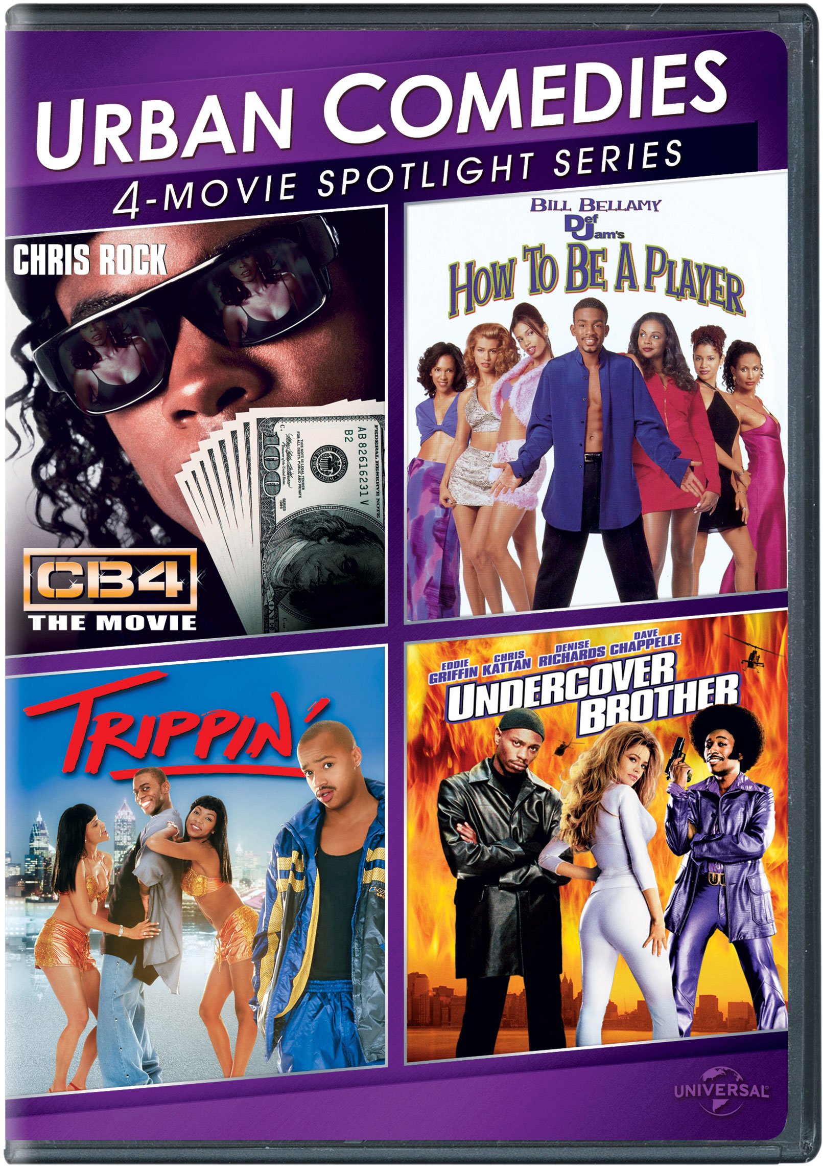 Urban Comedies 4-Movie Collection DVD Set - How to Be a Player, Trippin', CB4 & Undercover Brother - Perfect for Movie Nights & Comedy Lovers