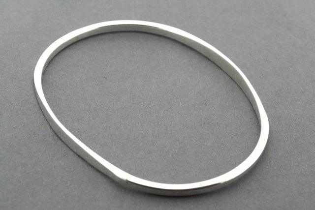 Oval Flattened Bangle Bracelet - Sterling Silver Jewelry for Women, Elegant & Dainty - Perfect for Everyday Wear, Parties & Gifts