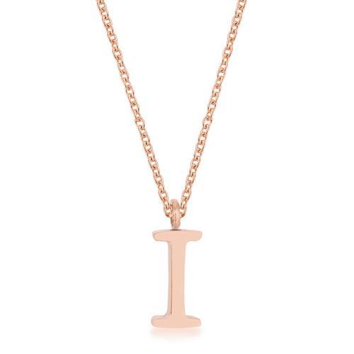 Elaina Rose Gold Stainless Steel Initial Necklace for Women - Personalized Letter I Pendant Jewelry Gift for Birthday, Anniversary & Valentine's Day
