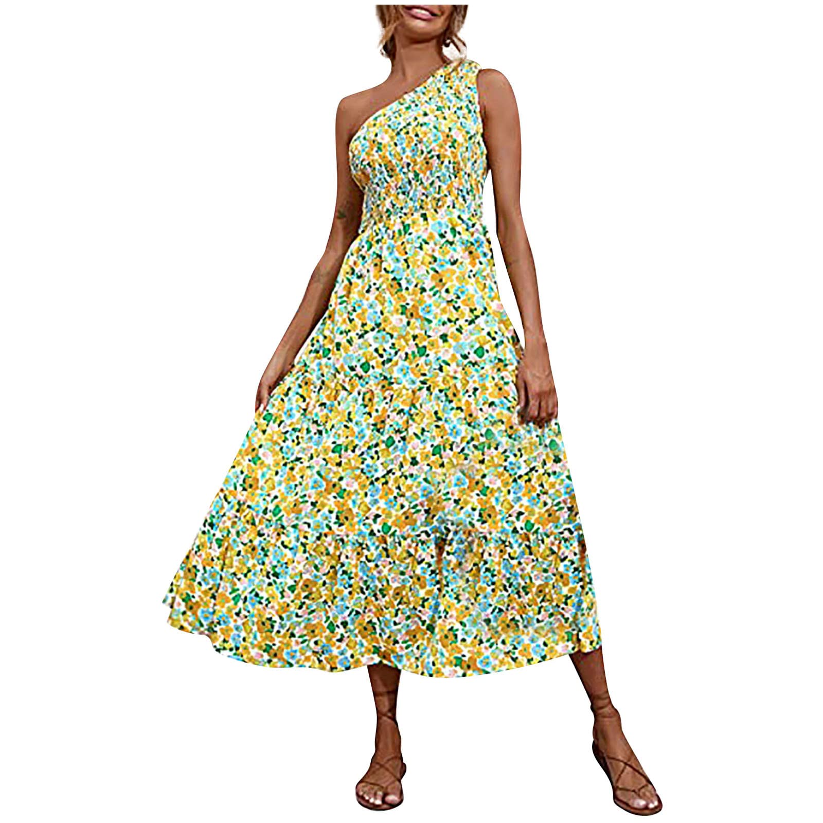 Maxi Women's Floral Print Summer V-Neck Backless Beach Dress - Plus Size Casual Sundress for Vacation, Pool Party & Tropical Getaway