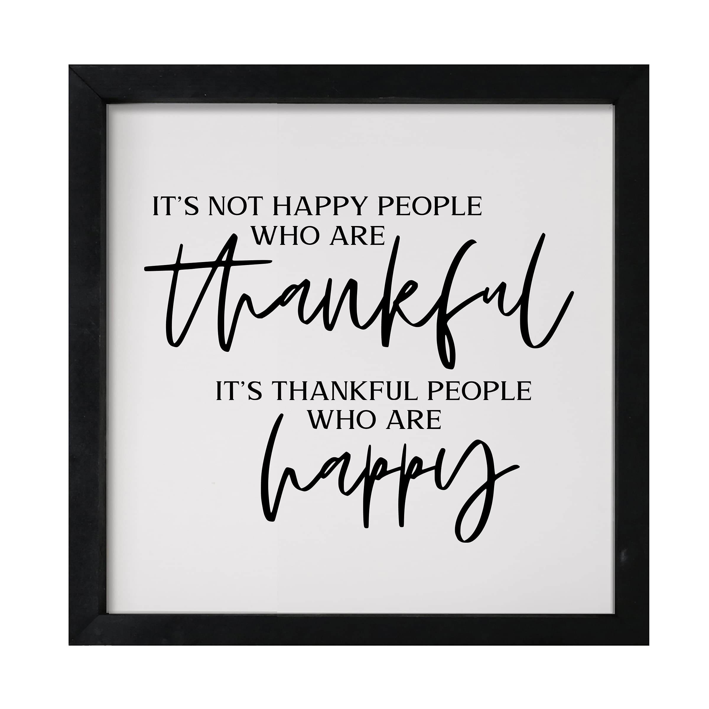 LifeSong Milestones Custom Inspirational Wooden Wall Art - 7x7 Inch Framed Shadow Box with Modern Quotes - Perfect for Home Decor, Office, or Gift (Black) - Ideal for Living Room, Bedroom, or Thankful People