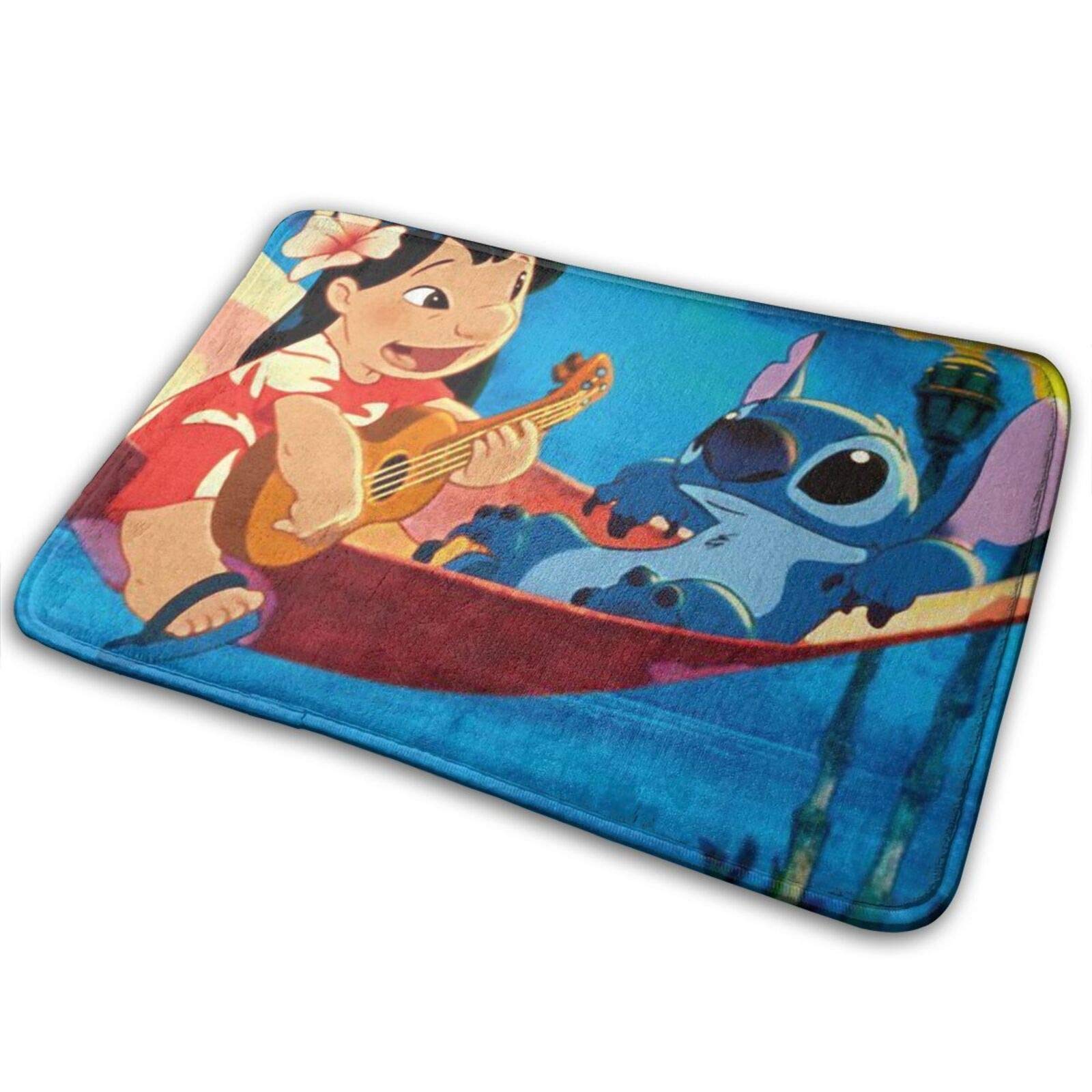 Lilo & Stitch Bathroom Rugs - Non-Slip Absorbent Bath Mat, Kitchen Rug & Door Mat for Indoor/Outdoor Use - 15.7 x 23.5 Inches, White - Perfect for Bathroom, Kitchen, Entryway & Laundry Room Decor