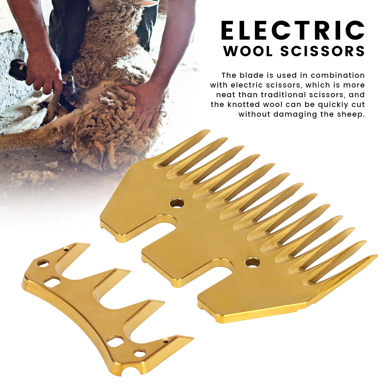 Premium 13-Tooth Straight Replacement Sheep Shears Blades for Electric Wool Clippers - Compatible with Sheep, Alpacas, Goats & Livestock Grooming - Ideal for Professional Shearing & Animal Hair Trimming at Farms, Ranches & Pet Grooming