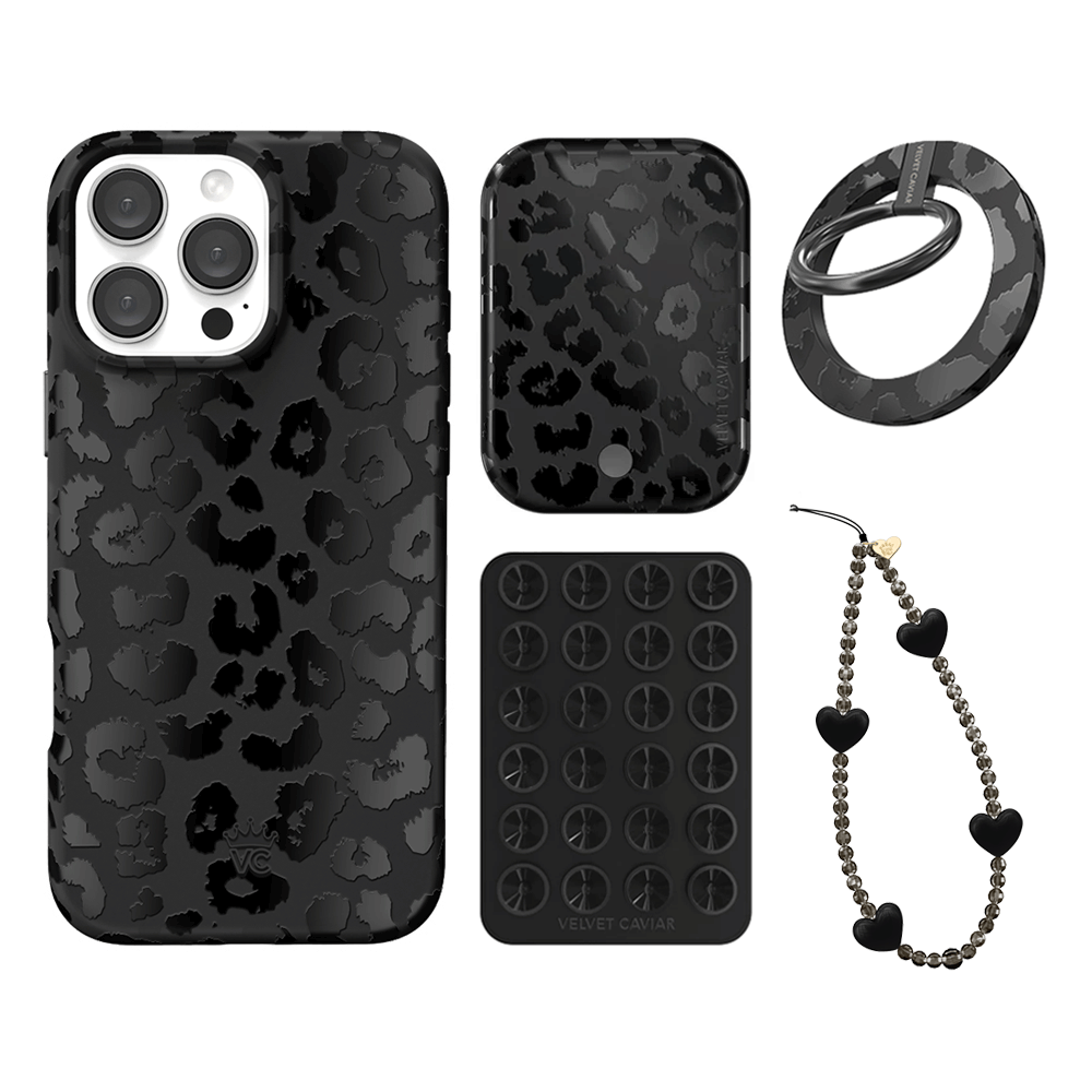 Black Leopard iPhone Case with Grip - Stylish & Secure Phone Cover for iPhone 13/14/15 Pro Max - Perfect for Work, Travel & Everyday Protection