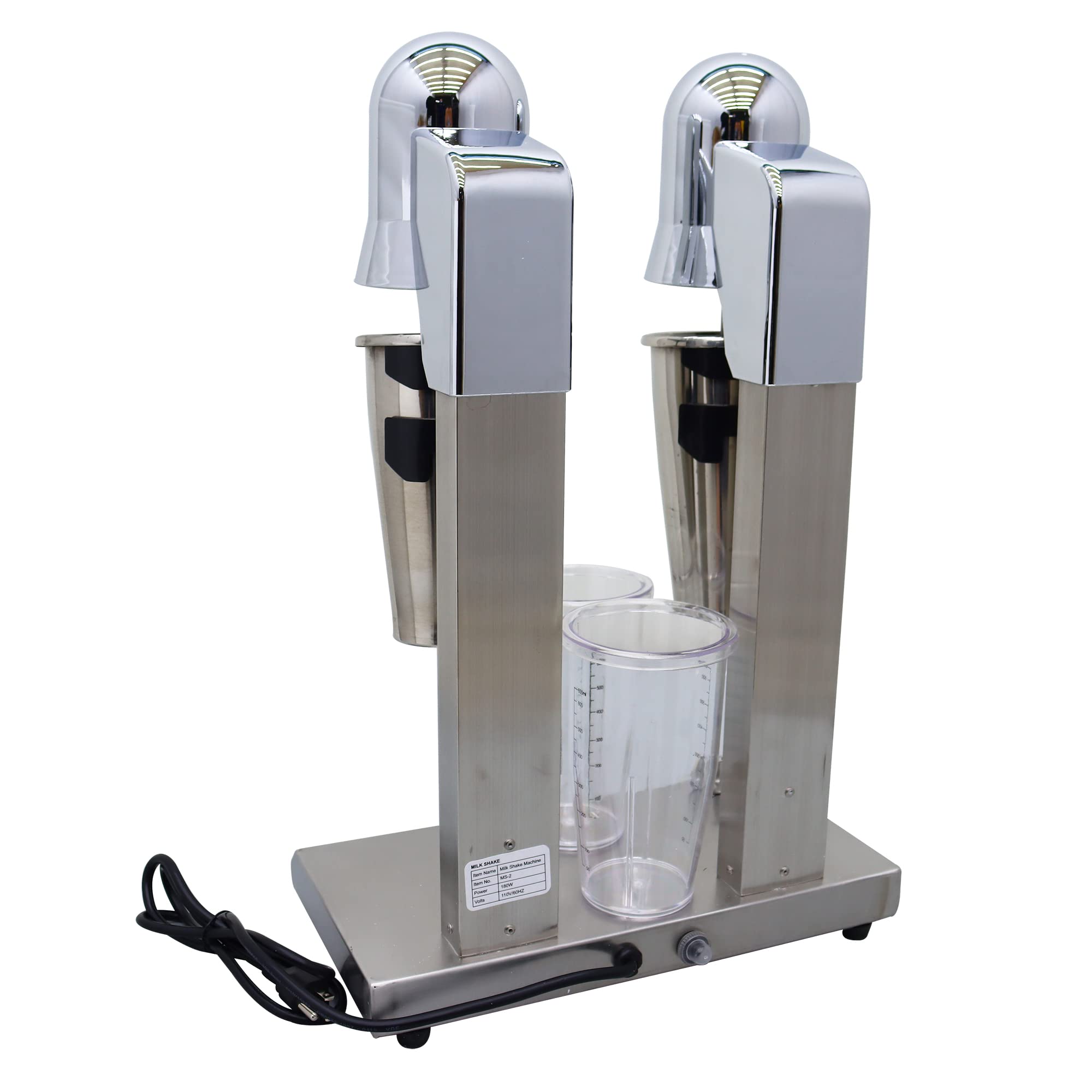 TECHTONGDA Commercial & Home Electric Milkshake Maker - 110V Double Head Drink Mixer, Ice Cream Blender with 2 Speed Settings & 4 Cups - Perfect for Smoothies, Shakes, Frozen Desserts in Restaurants, Cafes & Home Kitchens