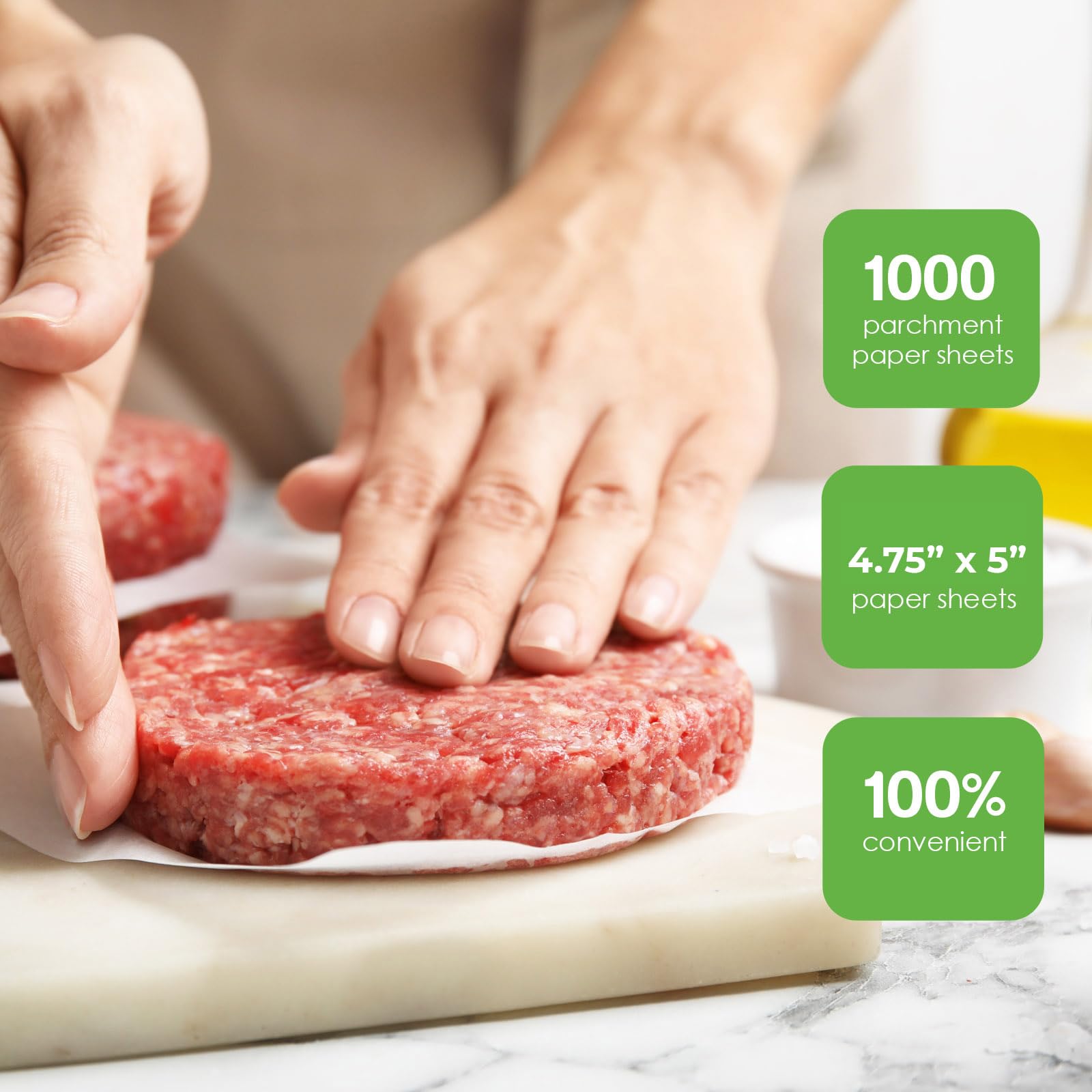 Non-Stick Hamburger Patty Paper Sheets 4.75x5 Inches - 1000 Waxed Burger Press Papers for Perfect Patties, Freezing & Food Prep | Ideal for BBQ, Grilling & Meal Prep