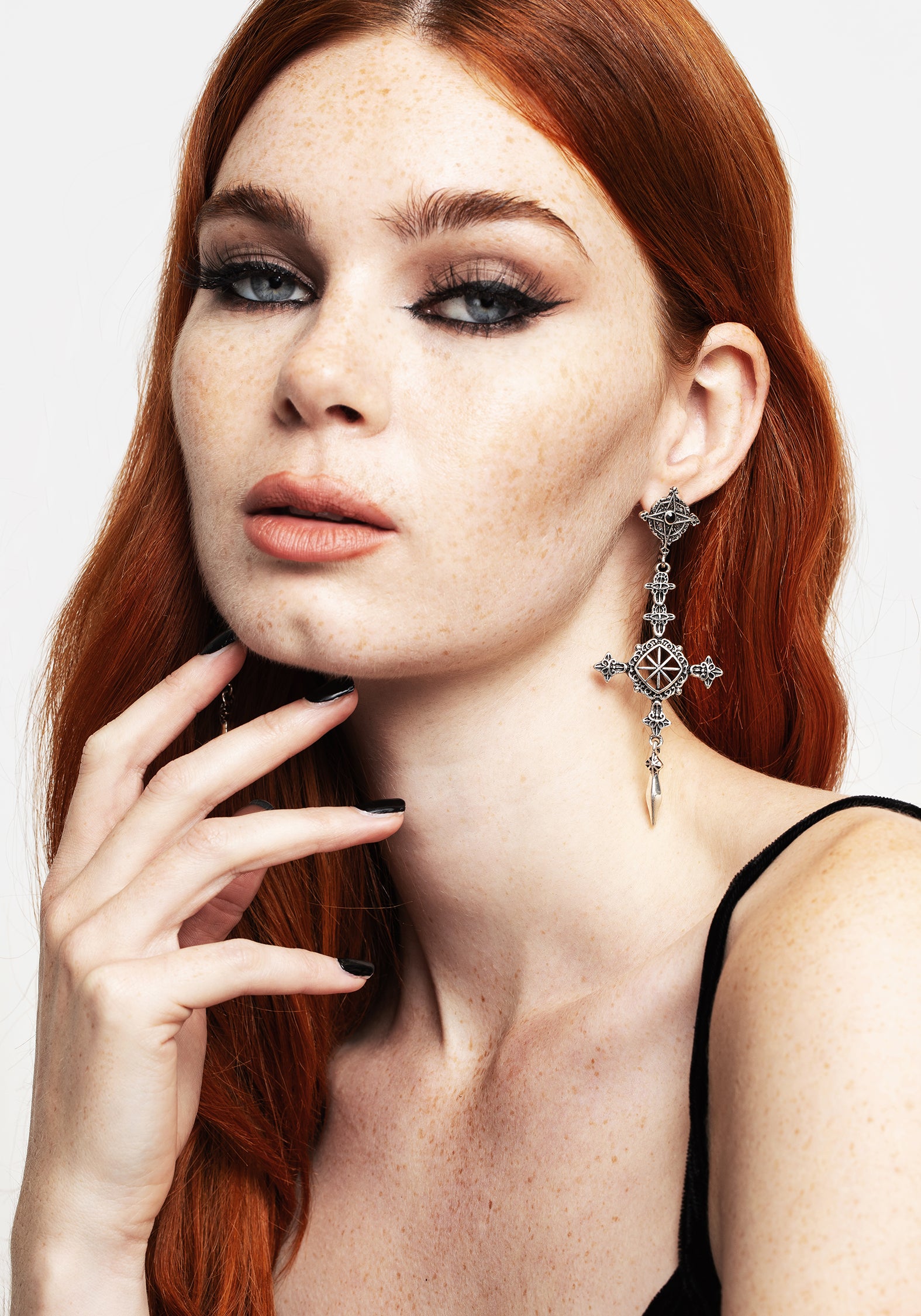 Ciara Cross Drop Earrings for Women - Elegant Religious Jewelry Gift for Christmas, Baptism & Church - Sterling Silver Dangle Earrings with Cubic Zirconia