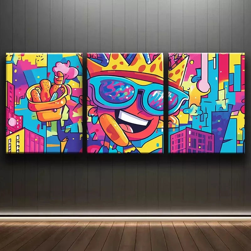 3-Piece Cartoon Wall Art Set - Framed Canvas Prints 40x60cm (16x24in) - High Quality Australian Made Home Decor - Perfect for Kids Room, Nursery, Playroom & Living Room Wall Decoration