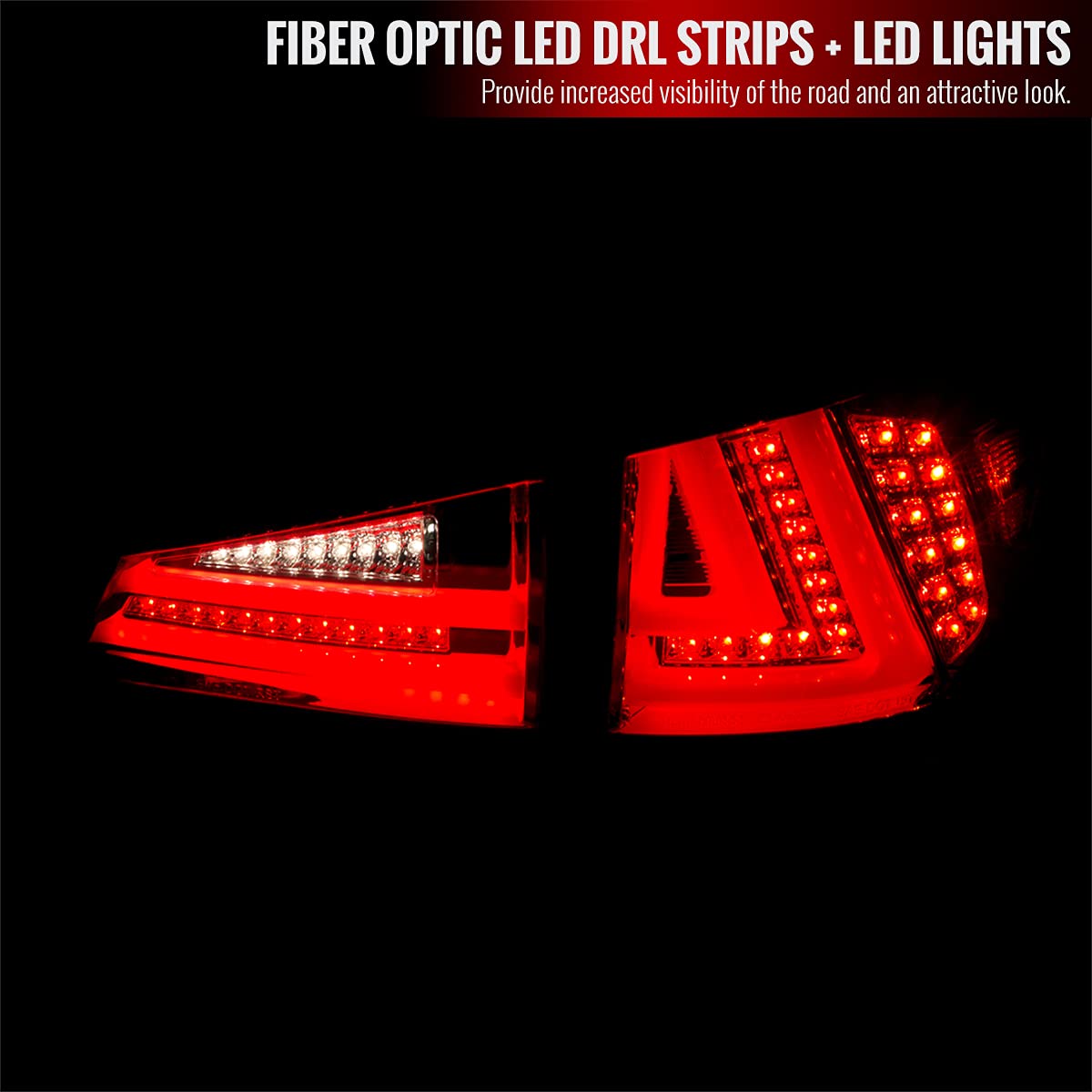06-08 Red Clear Full LED Tail Lights + Rear Trunk Lamps Pair - High Visibility Brake Lights for Improved Safety - Perfect for Night Driving & Car Customization