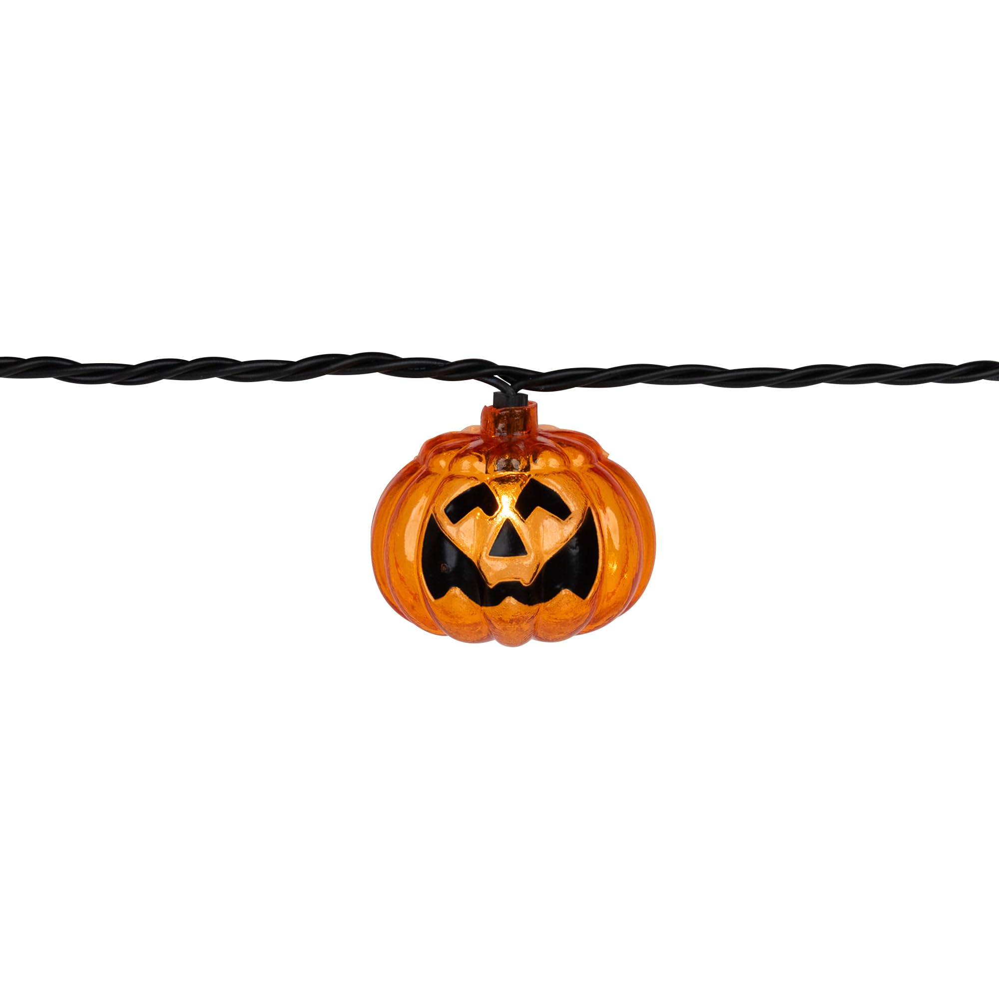 Northlight Jack O'Lantern Halloween Lights - Clear LED String Lights with 7.5' Black Wire - Perfect for Indoor/Outdoor Halloween Decorations, Parties & Pumpkin Displays