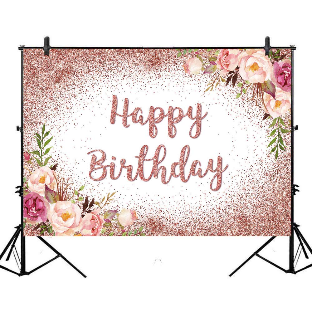 8x6ft Rose Gold Glitter Dot Vinyl Backdrop - Pink Blush Birthday Party Decor for Cake Table, Photo Booth & Personalized Celebrations | Avezano