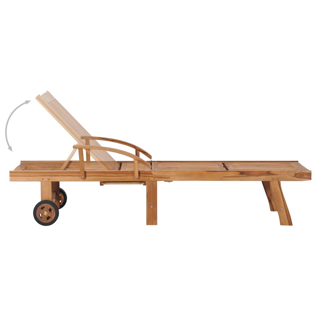 vidaXL Solid Acacia Wood Sun Lounger with Gray Cushion - Outdoor Chaise Lounge, Wooden Sunbed, Daybed for Patio, Poolside & Garden Relaxation