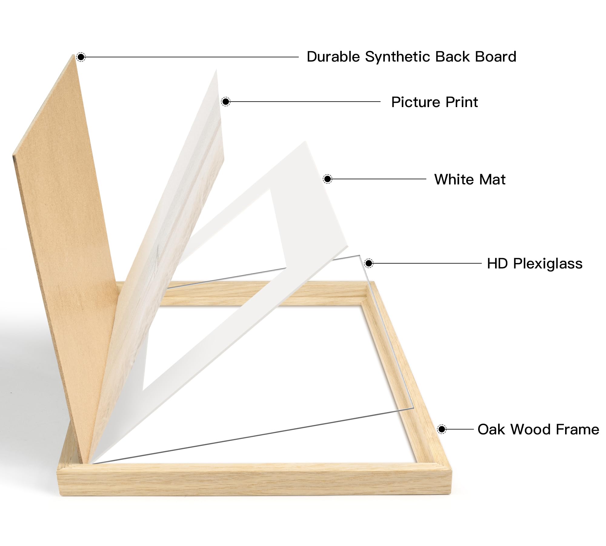 12x16 Solid Oak Wood Picture Frame with Mat for 8.5x11 Photos - Wall Mount Home & Office Decor for Living Room, Bedroom, Gallery - Premium Wooden Display Frame for Artwork, Certificates & Family Photos