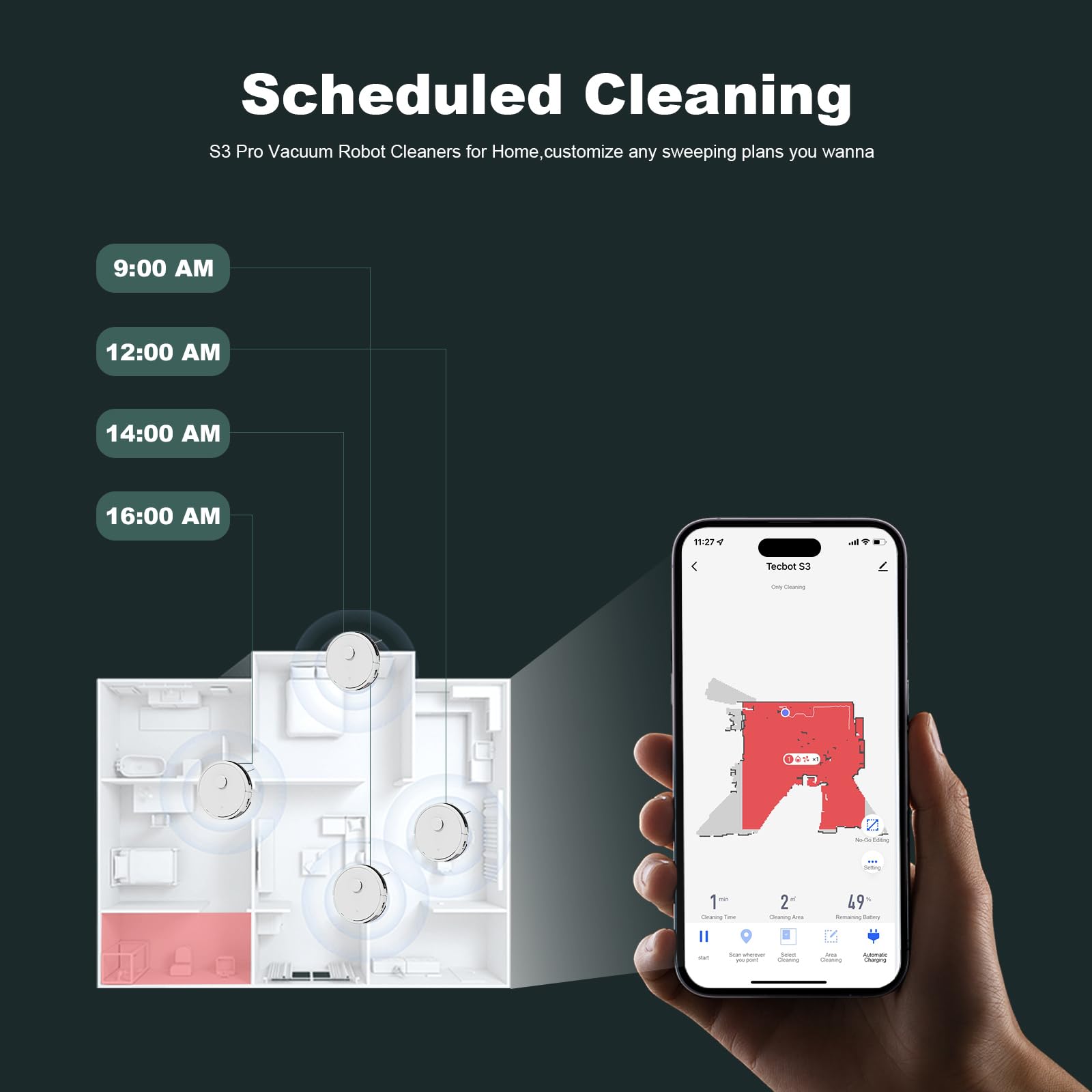 TECBOT S3 PRO Robot Vacuum and Mop with LiDAR Navigation - 4000Pa Strong Suction, 150min Runtime, Auto Recharge, WiFi/App/Alexa Control - Perfect for Hard Floors, Pet Hair, White - Ideal for Home Cleaning, Office Spaces & Pet Owners