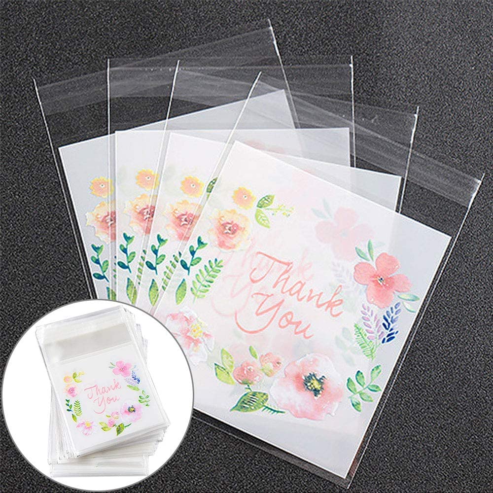 Chocozone 100 Pack Self-Adhesive Guddy Bags - 10cmx10cm Party Favor Bags, Cookie Bags & Chocolate Pouches for Birthday Parties, Wedding Favors, Baby Showers & Return Gifts