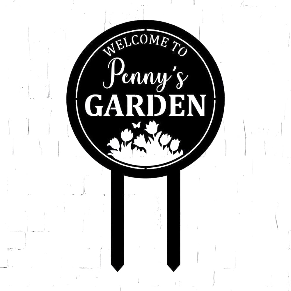 Custom Metal Garden Sign with Stake - Personalized Outdoor Flower Garden Decor - Perfect for Yard, Patio, and Landscaping