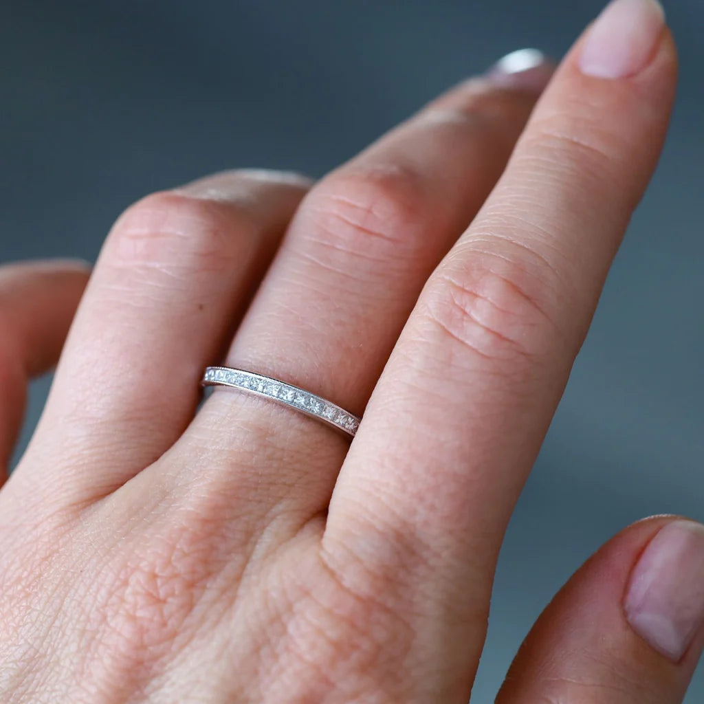 Princess Cut Diamond Band Ring for Women - Elegant Wedding, Engagement & Anniversary Jewelry Gift - Perfect for Special Occasions & Everyday Wear