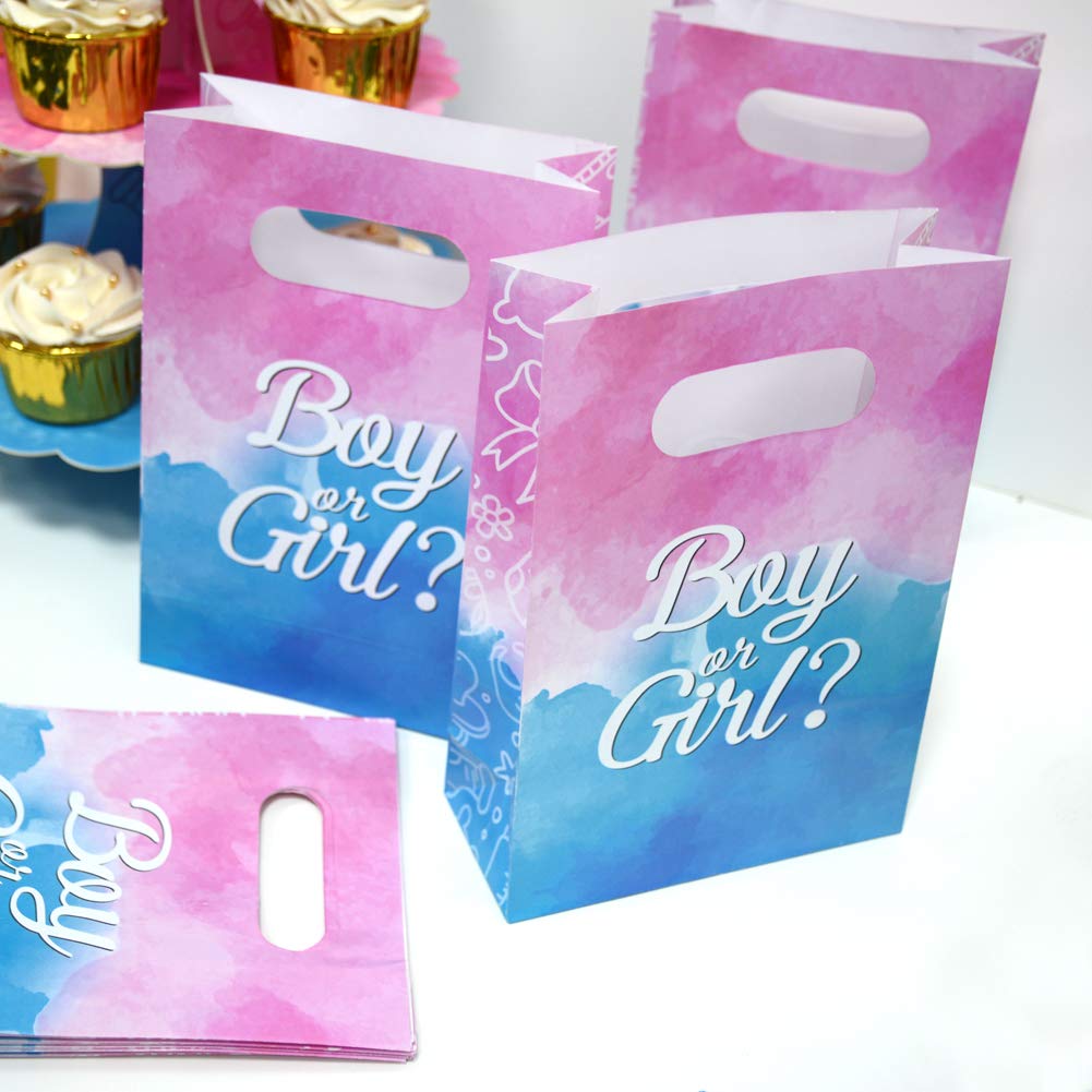 WEEPA 24 Pack Gender Reveal Party Supplies - Baby Shower Favor Gift Bags, Treat Goodie Bags for Table Decorations | Perfect for Gender Reveal Parties, Baby Showers & Celebrations
