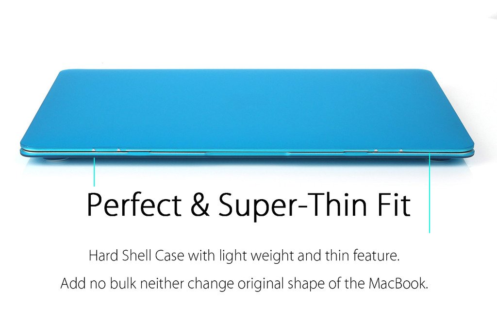 UESWILL Smooth Soft Touch Matte Hard Shell Case for MacBook 12 inch Retina Display (A1534) - Aqua Blue Protective Cover with Microfiber Cleaning Cloth | Perfect for Work, Travel & School