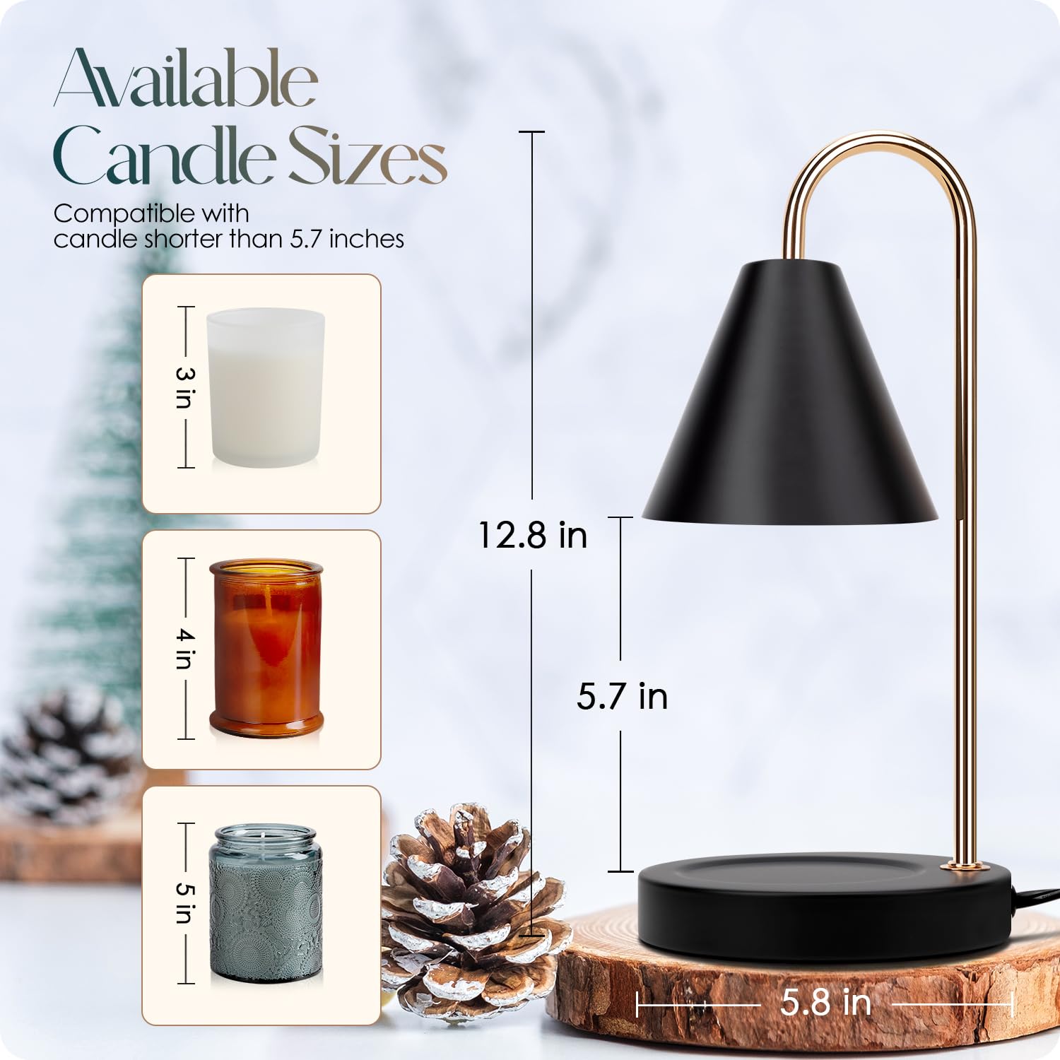 Electric Candle Warmer Lamp with Timer & Dimmable Light - Scented Wax Melter for Home Decor, No Smoke, Fits Various Jars, Includes 2 Bulbs (Black) - Perfect for Aromatherapy, Relaxation & Holiday Ambiance