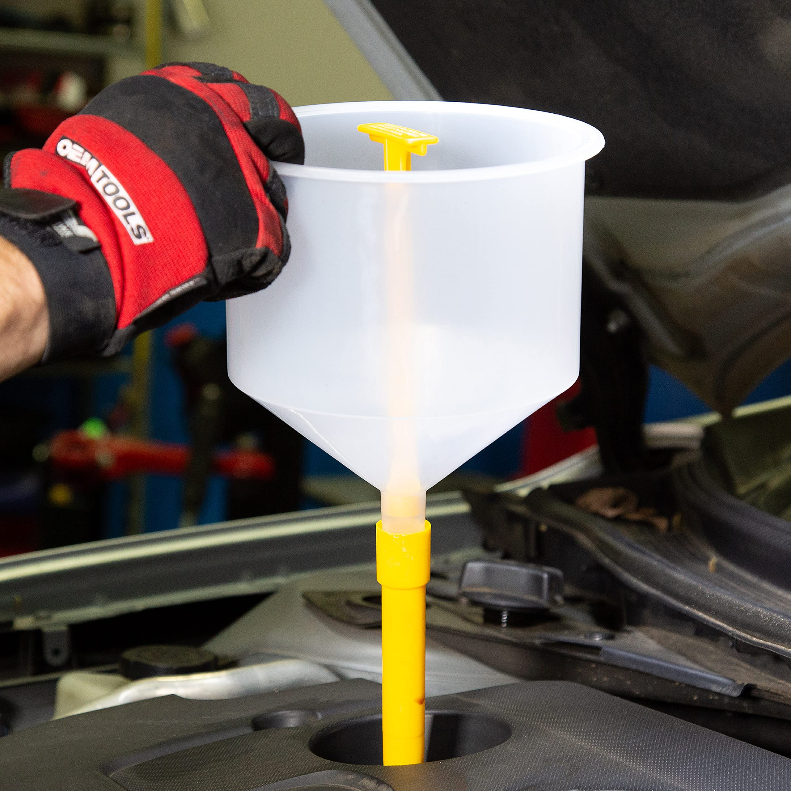 OEMTOOLS 87041 6-Piece Drip-Free Automotive Funnel Kit - Spill Proof Design for Coolant, Oil & Fluids - Includes Stopper, 45° Elbows & 5