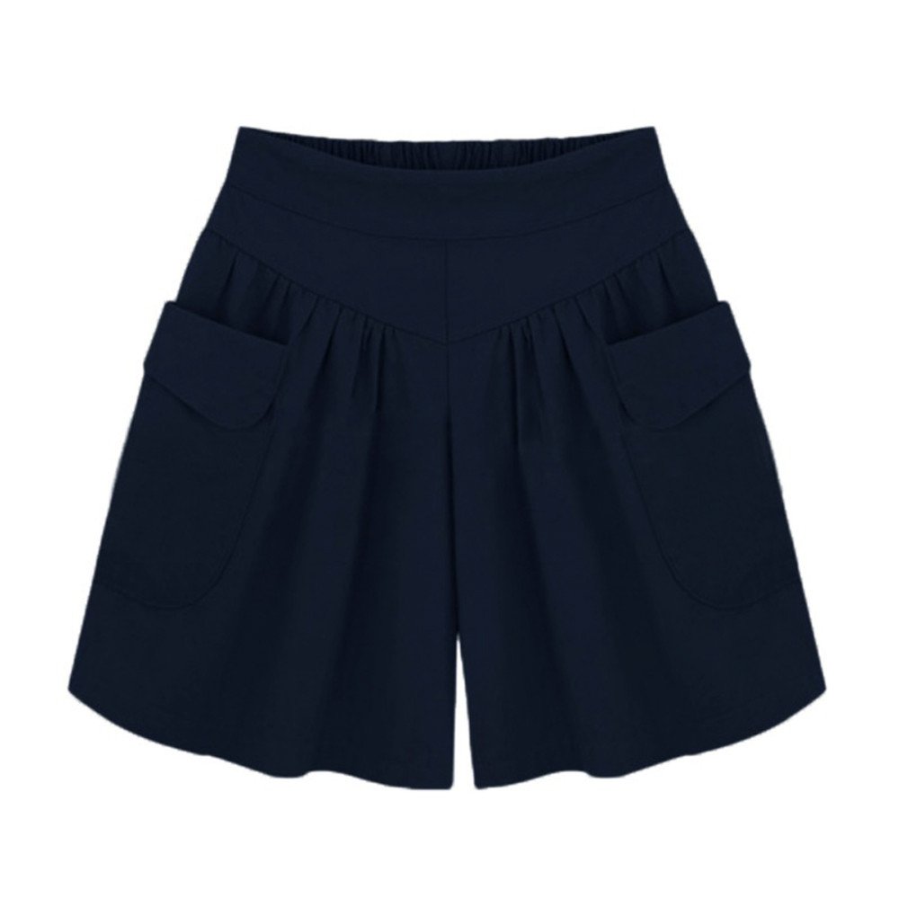 **Women's Plus Size Casual Loose Shorts with Pockets - Solid Color Summer Baggy Pants for Outdoor, Travel & Lounge Wear**