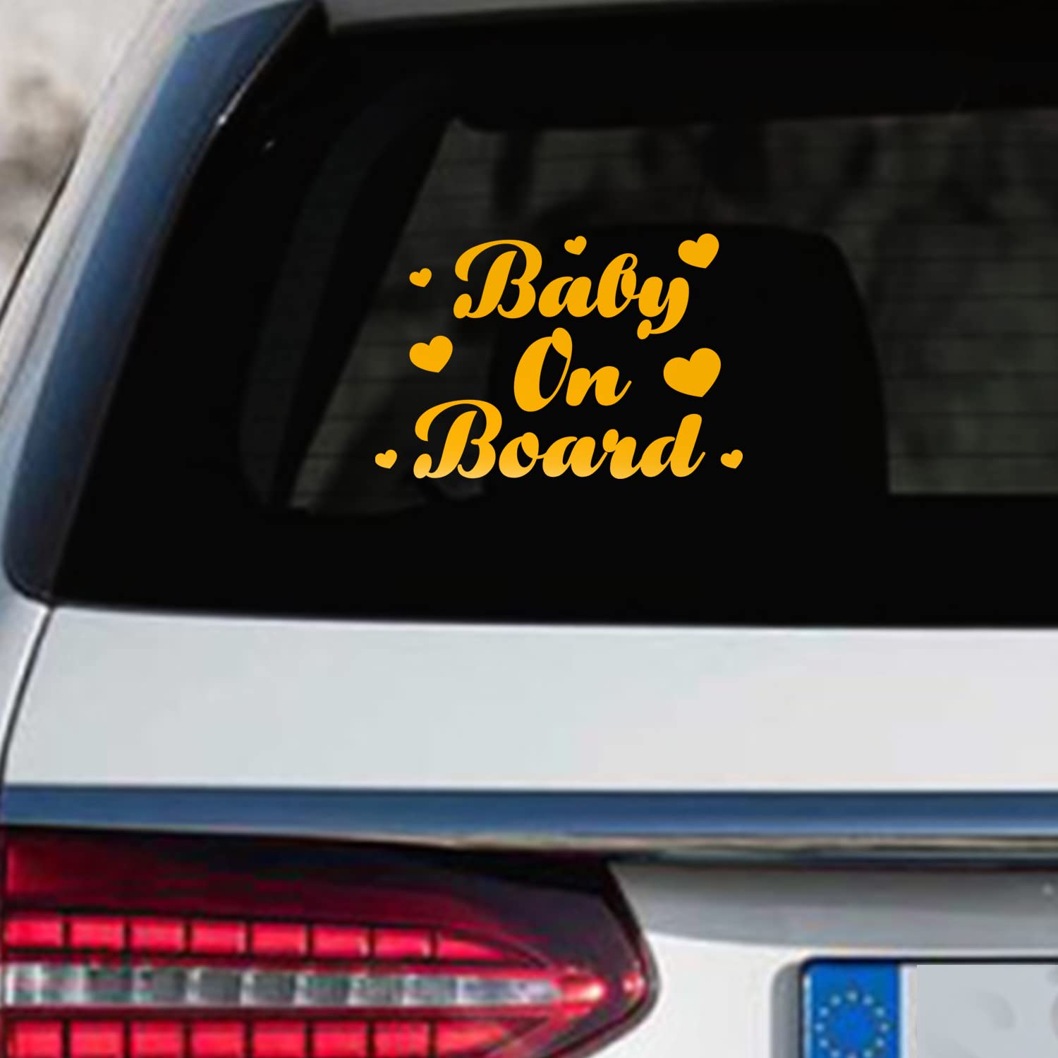 2 Pack Baby On Board Car Stickers - Waterproof Reflective Vinyl Decals for Windows & Bumpers - Cute Kids Safety Design (Yellow) - Perfect for Family Vehicles & New Parents