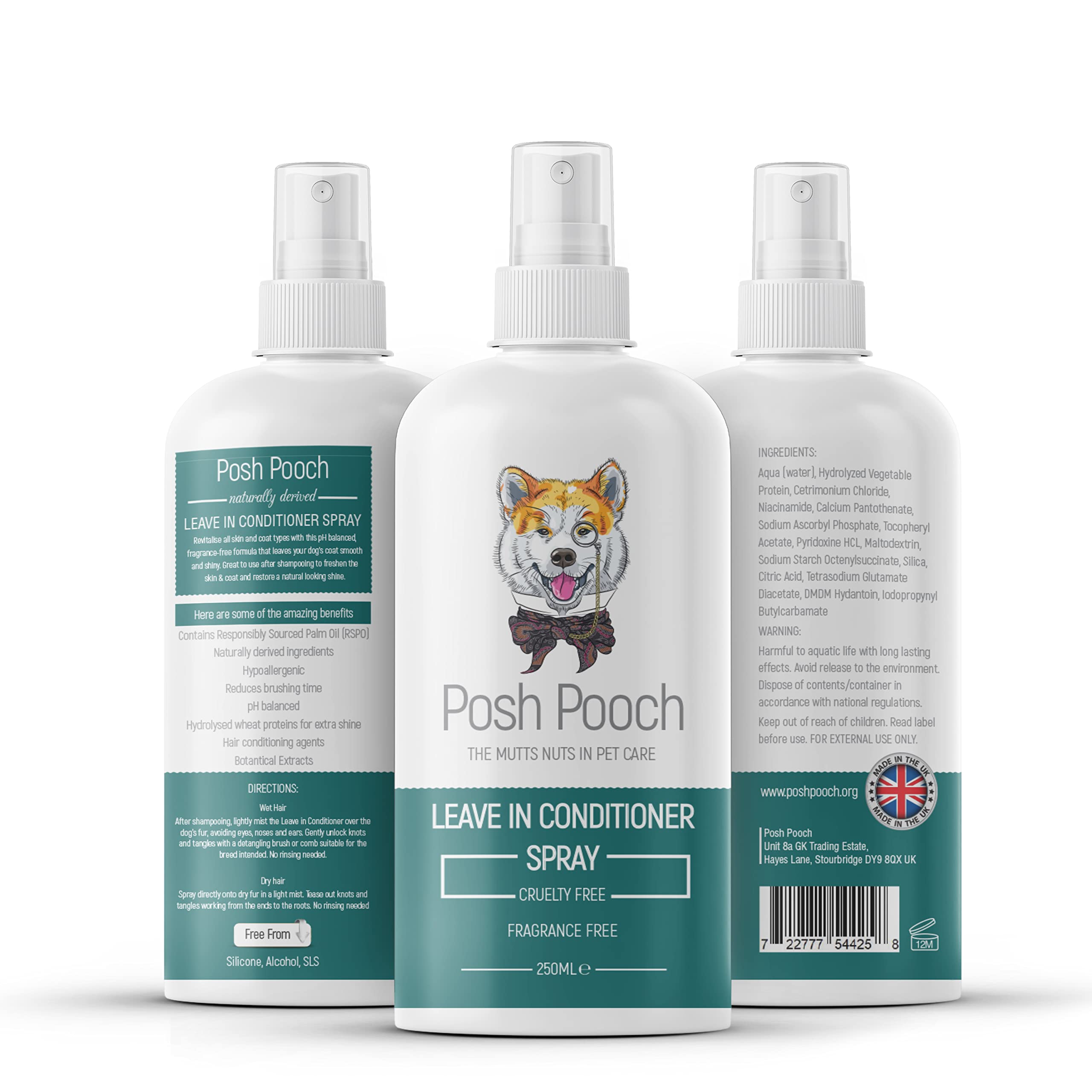**Posh Pooch® Fragrance-Free 2-in-1 Dog Leave-In Conditioner Spray | Moisturizing & Detangling for Soft, Shiny, Tangle-Free Hair | Hypoallergenic Hydration for Sensitive, Dry & Itchy Skin | Perfect for Daily Grooming & Post-Bath Care**