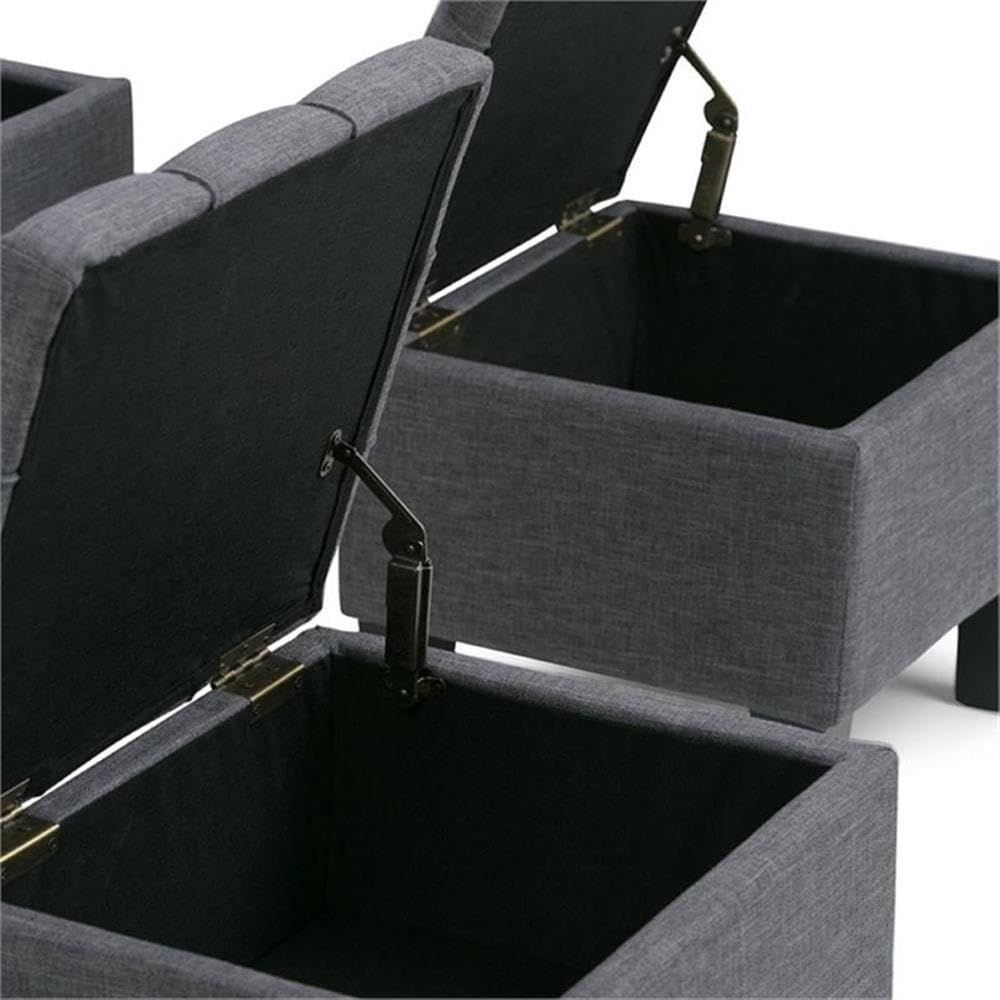 3 in 1 Storage Ottoman Bench with Lift Top - Upholstered Footrest & Hassock, Large Hidden Storage Chest for Blankets (Dark Gray, Queen Size) - Perfect for Bedroom, Living Room & Home Organization