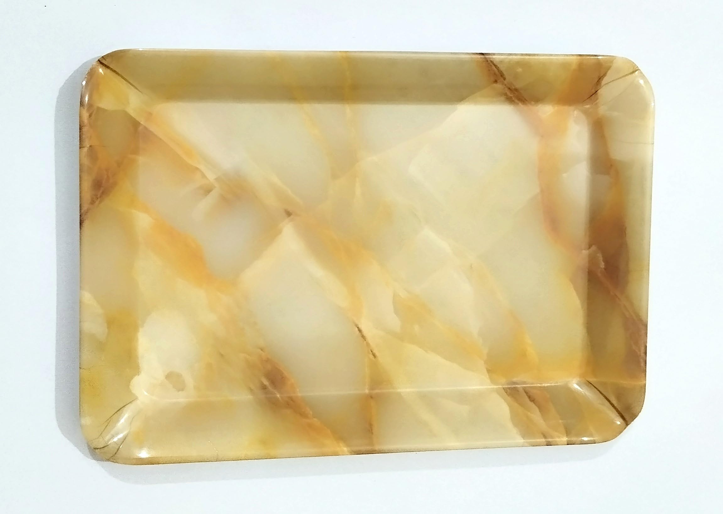 Marble Look Small Tray Set of 2 - Elegant Serving Tray for Snacks, Tea, Coffee & Biscuits - 8 Inch Decorative Serving Platter for Parties, Dining & Home Decor