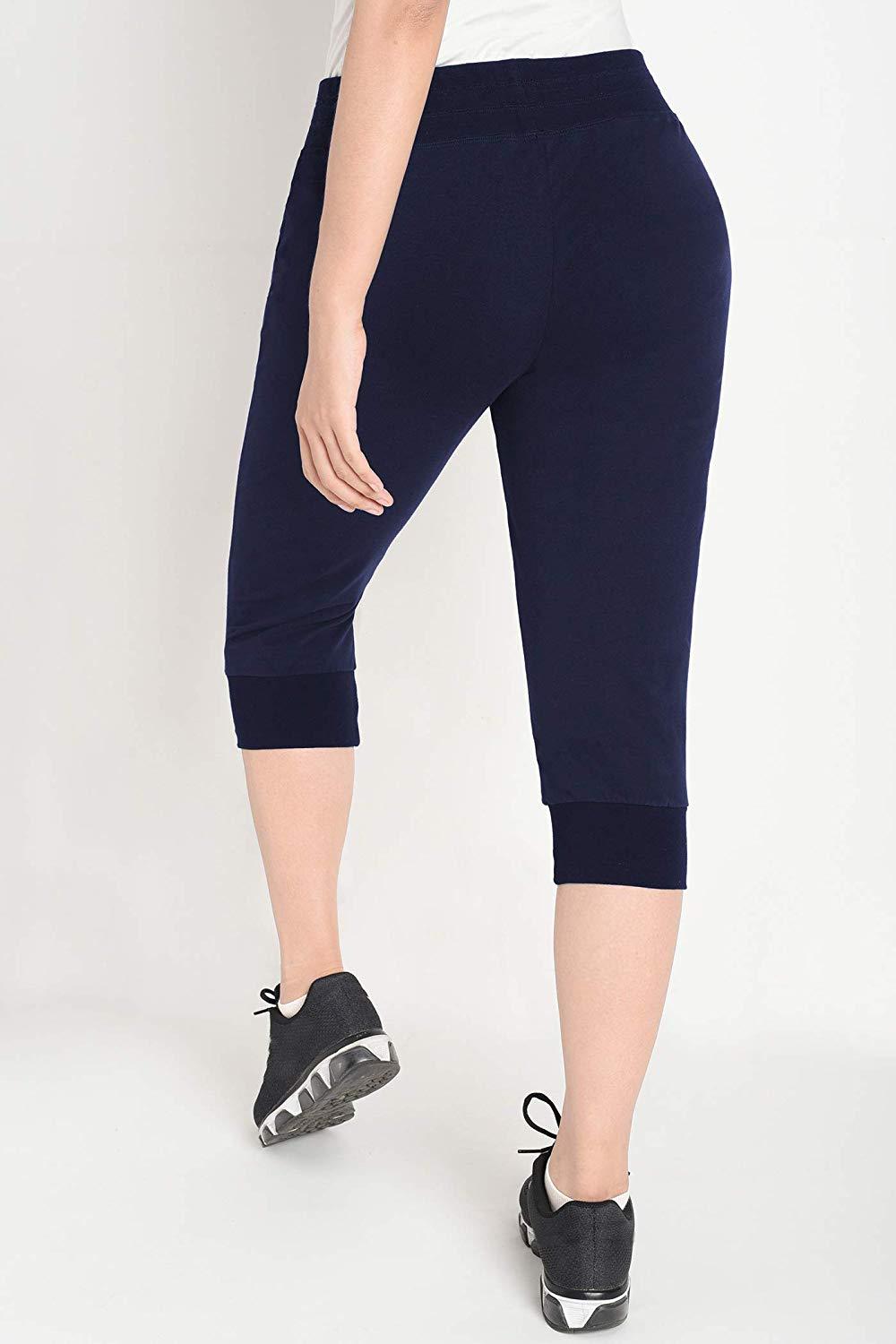 Women's Cotton Sweatpants with Pockets - Soft Jersey Capri Pants for Yoga, Lounge & Casual Wear - Comfortable Elastic Waist Joggers for Women