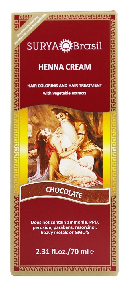Organic Henna Cream Hair Color with Chocolate Extracts - 2.31 Oz | Natural Hair Dye for Gray Coverage & Conditioning | Perfect for At-Home Salon Treatments & DIY Hair Coloring