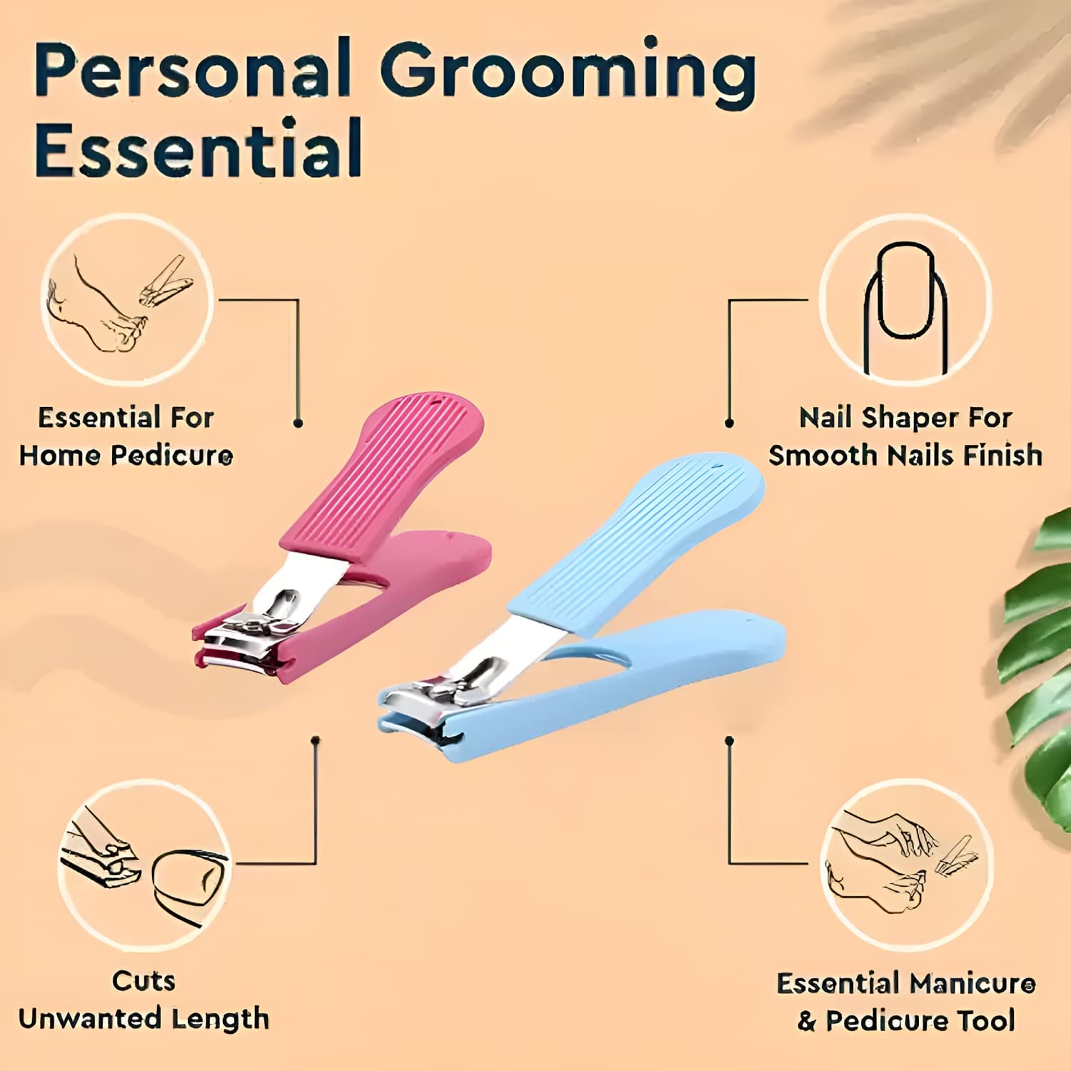 Premium Stainless Steel Nail Clippers for Men & Women - Sharp Toenail & Fingernail Clippers with Ergonomic Plastic Grip (Multicolor, Pack of 1) - Perfect for Travel, Home & Salon Use