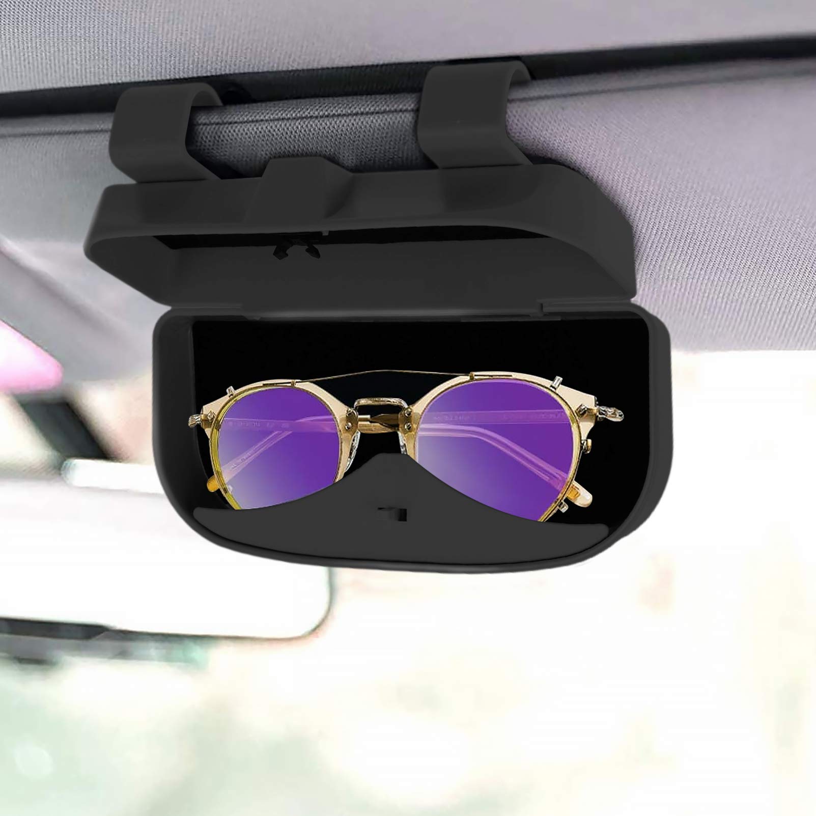 FAVOMOTO Car Visor Glasses Holder - Universal Sun Visor Storage for Driving