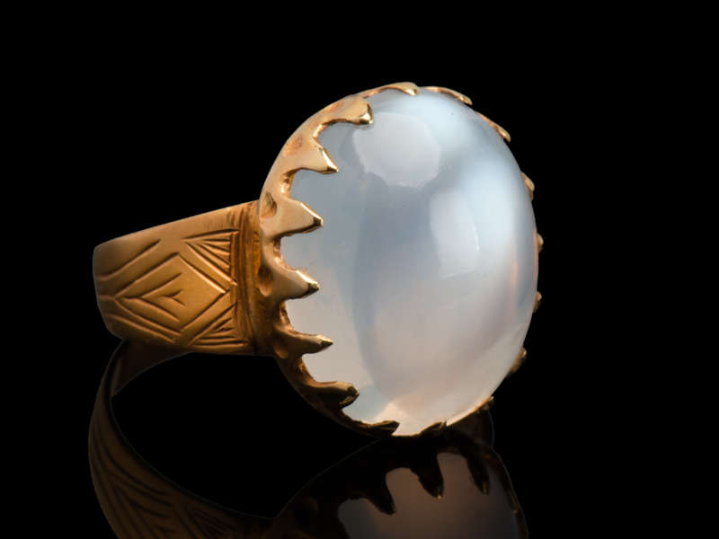 18k Gold Ice Blue Moonstone Ring - Elegant Handmade Jewelry for Women, Perfect for Weddings, Anniversaries & Special Occasions