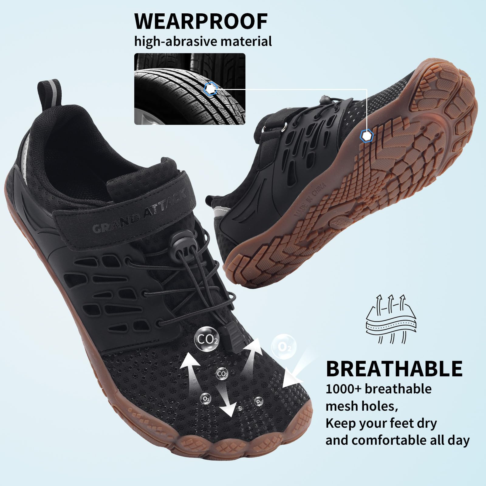 Grand Attack Barefoot Shoes for Women - Minimalist Zero Drop Lightweight Cross-Trainers for Wrestling, Boxing, Weightlifting & Walking | Perfect for Gym Workouts, Martial Arts & Outdoor Activities