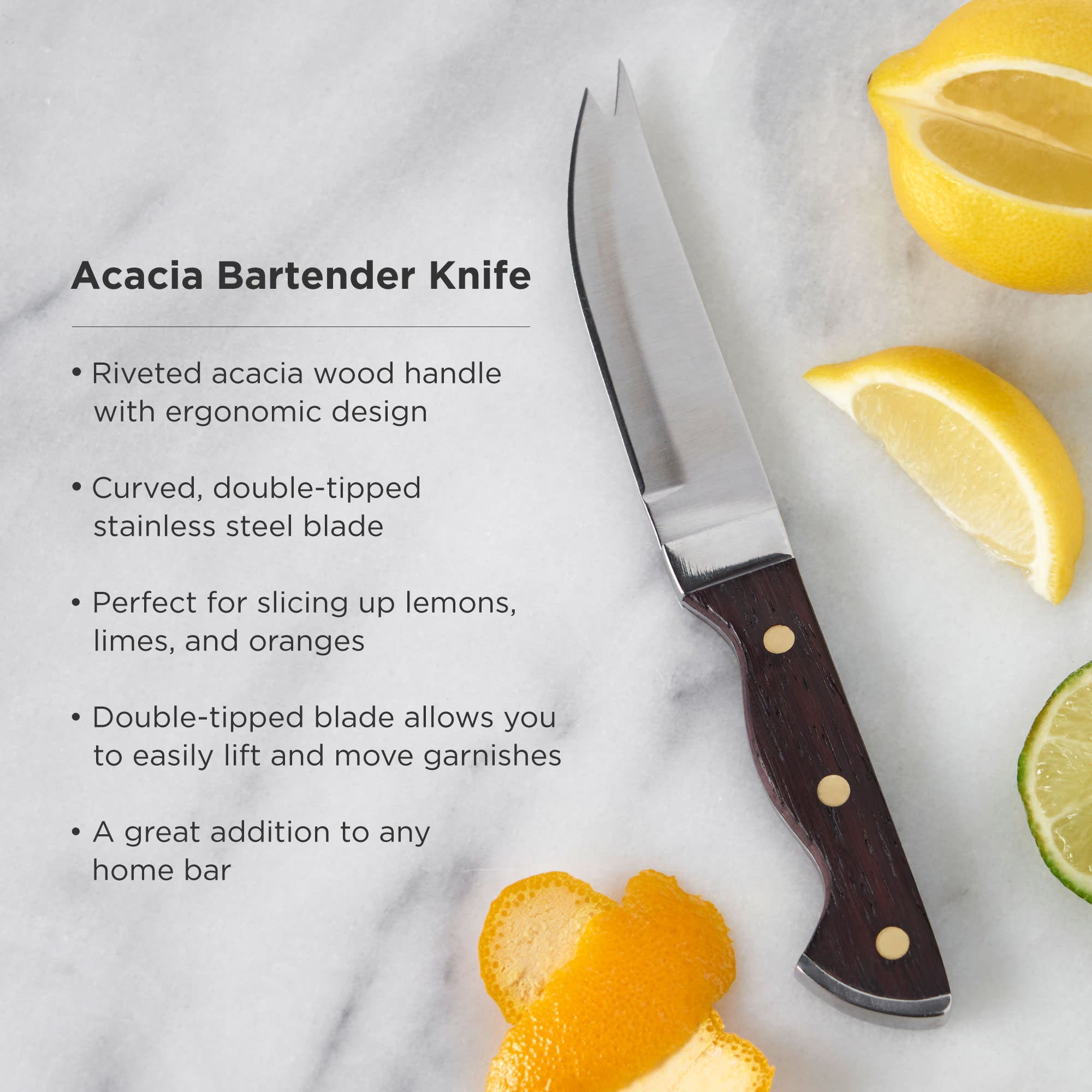 Premium Bartender Knife with Acacia Wood Handle - Professional Cocktail Mixing Tool for Bar, Home & Outdoor Use