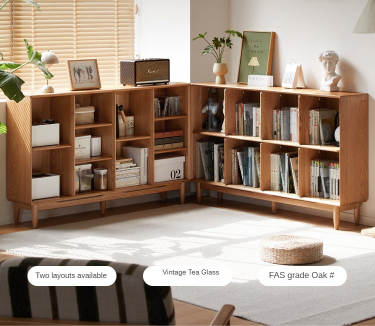 Oak Solid Wood Integrated Display Bookcase - Elegant Bookshelf for Home & Office Storage | Perfect for Living Room, Study, and Library Organization